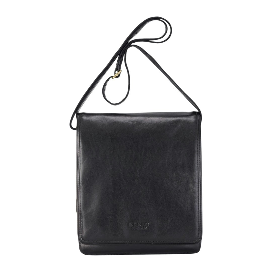 Infinity Leather Black Ranger - Genuine Leather Crossbody Messenger Bag