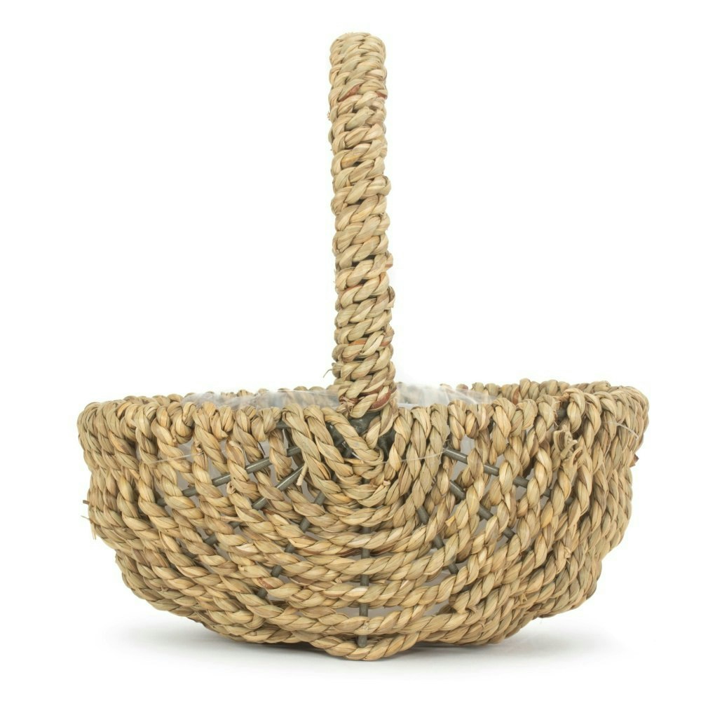 Red Hamper Small Seagrass Plastic Lined Shopping Basket
