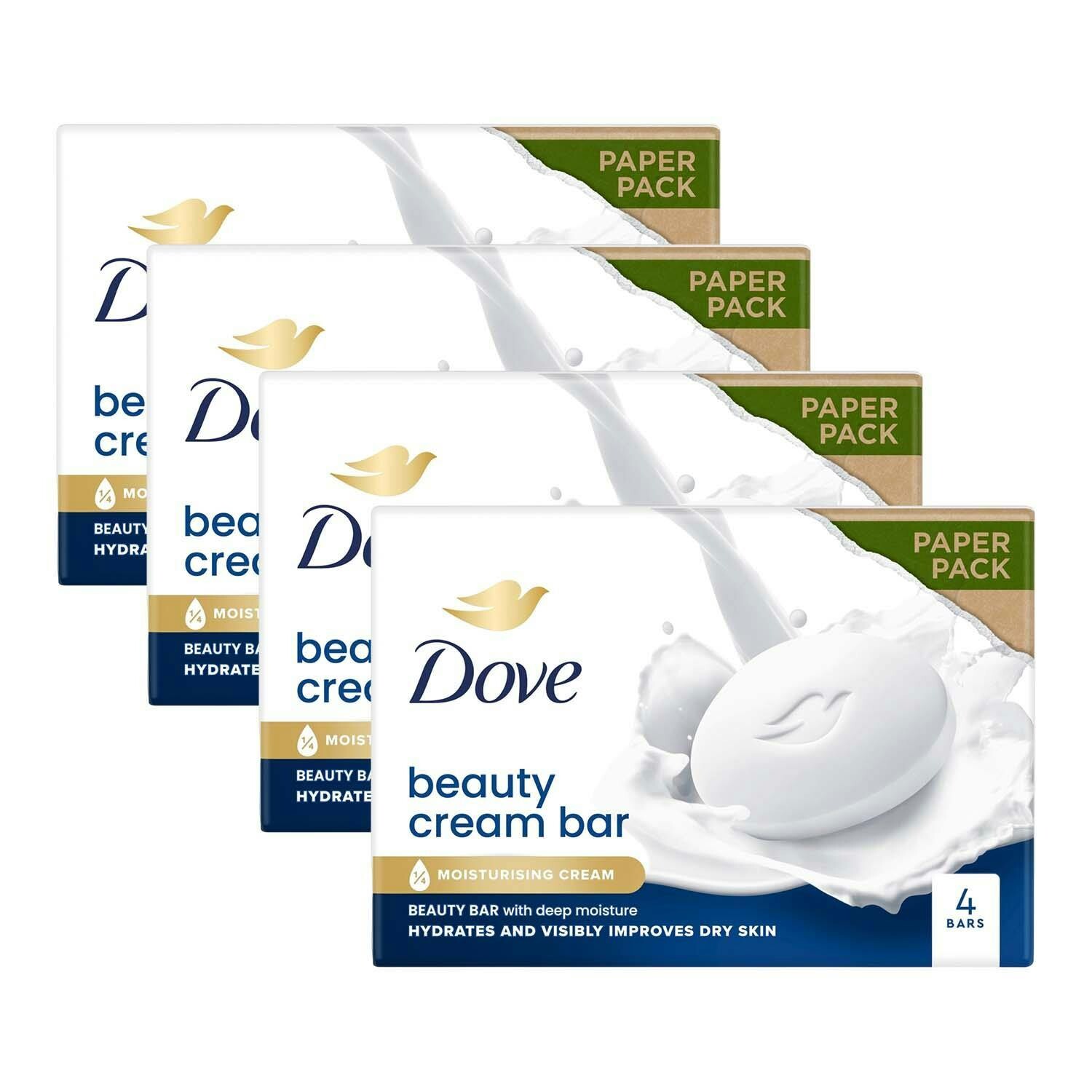 Dove Cream Orignal Moisturising Beauty Bar For Soft & Smooth Skin 4X90g, 4 Pack