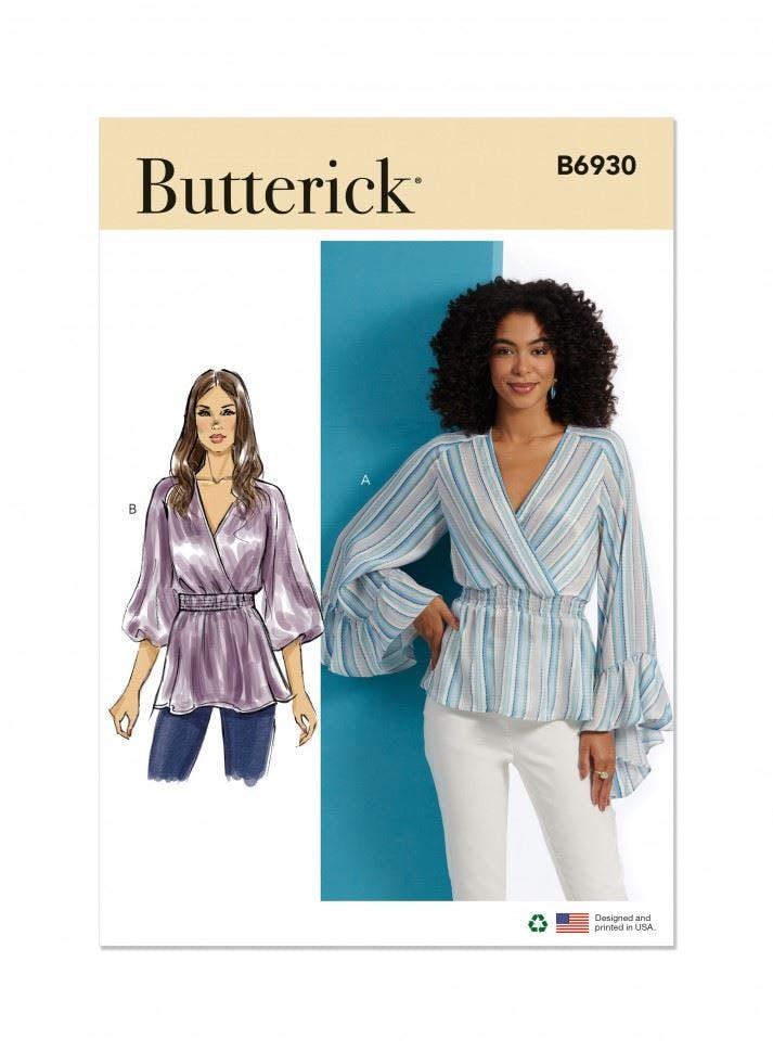 Butterick Women's Sewing Pattern 6930, Tops For D5 (4-6-8-10-12) - Easy - P5 (12-14-16-18-20)