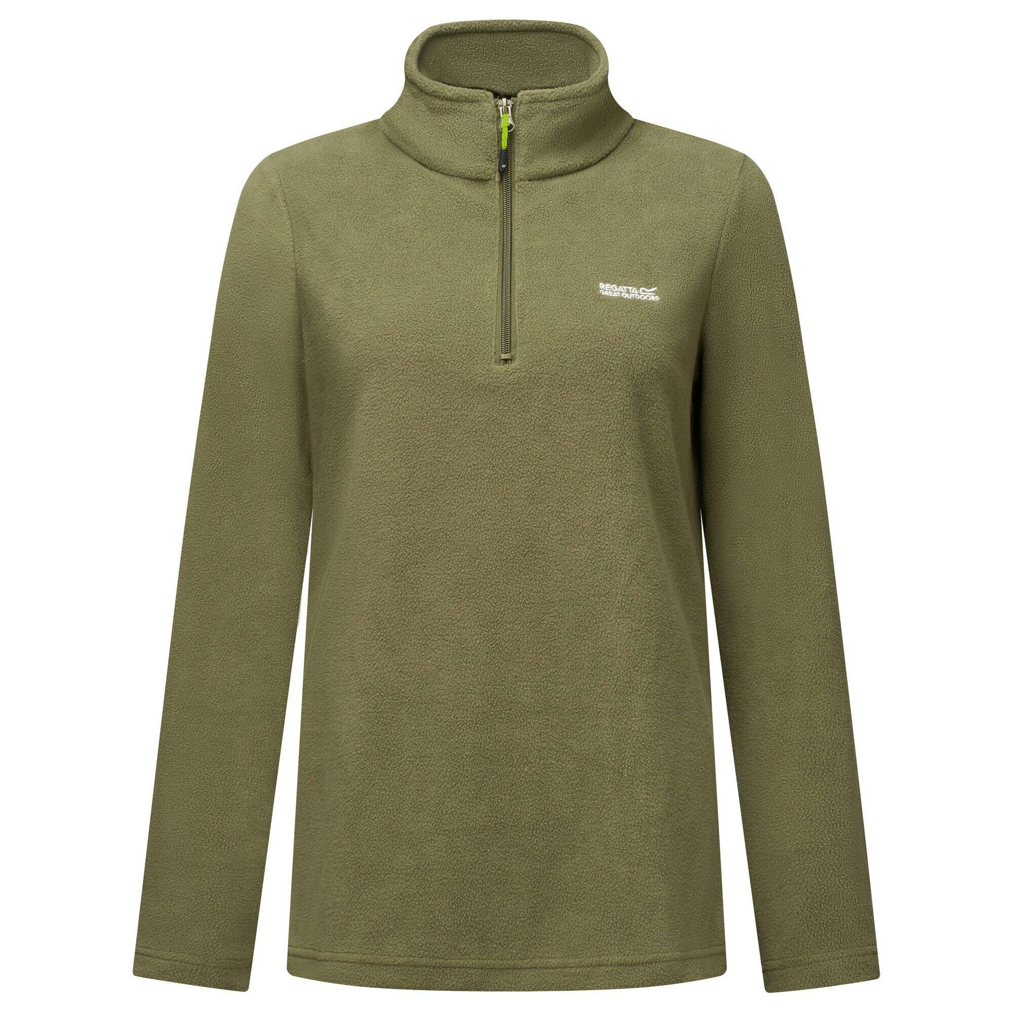 Regatta Sweetheart 1/4 Zip Fleece Top for Women, Lightweight Insulated Long-Sleeve Pullover in Green, Size 12 UK - Image 3