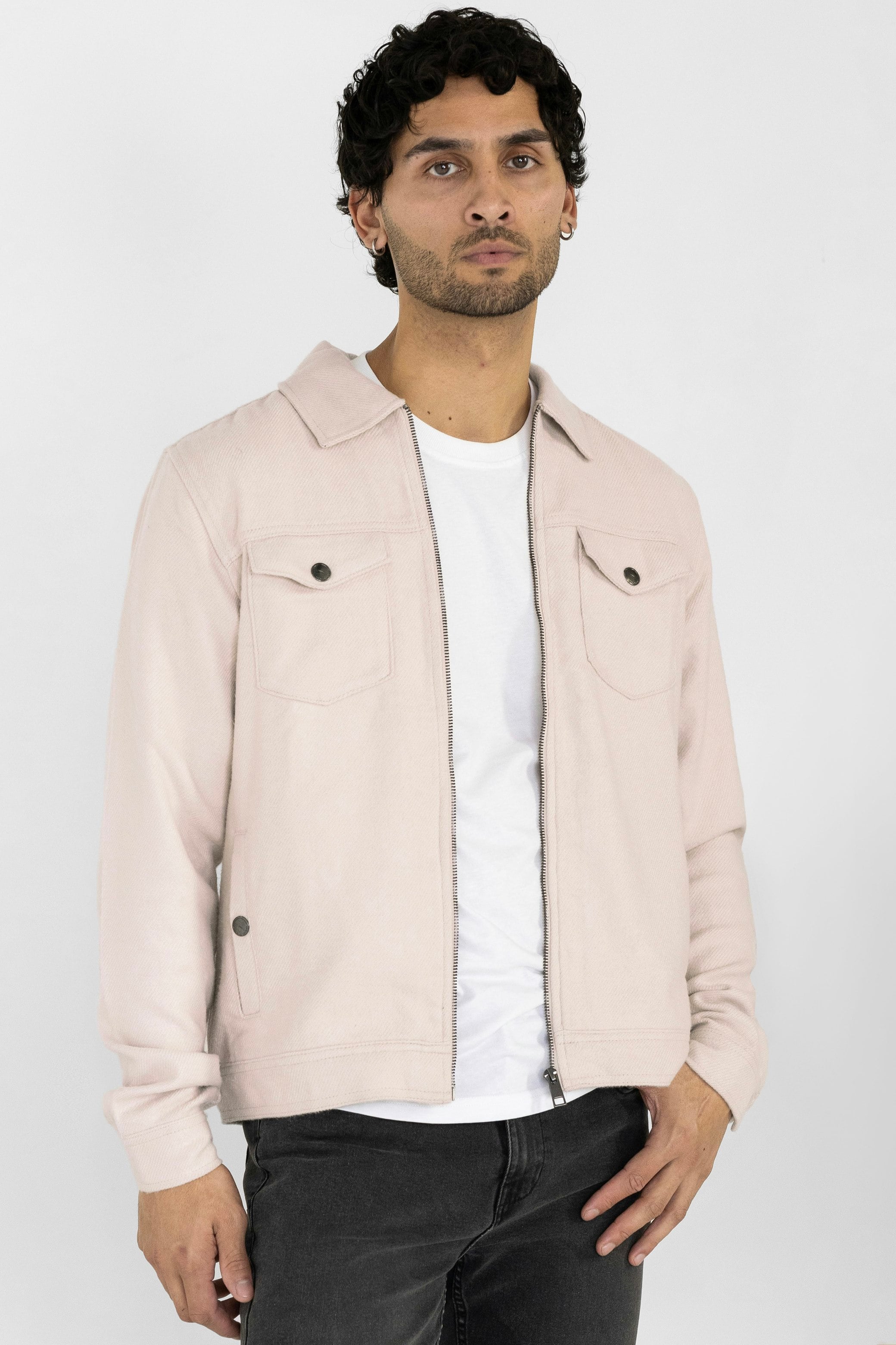 Enorsia Mens Ecru Cream Viscose Blend Lined Jacket, Regular Fit | Front Zip Closure, Spread Collar, Flap & Welt Pockets, Casual and Semi-Formal Wear - Image 4