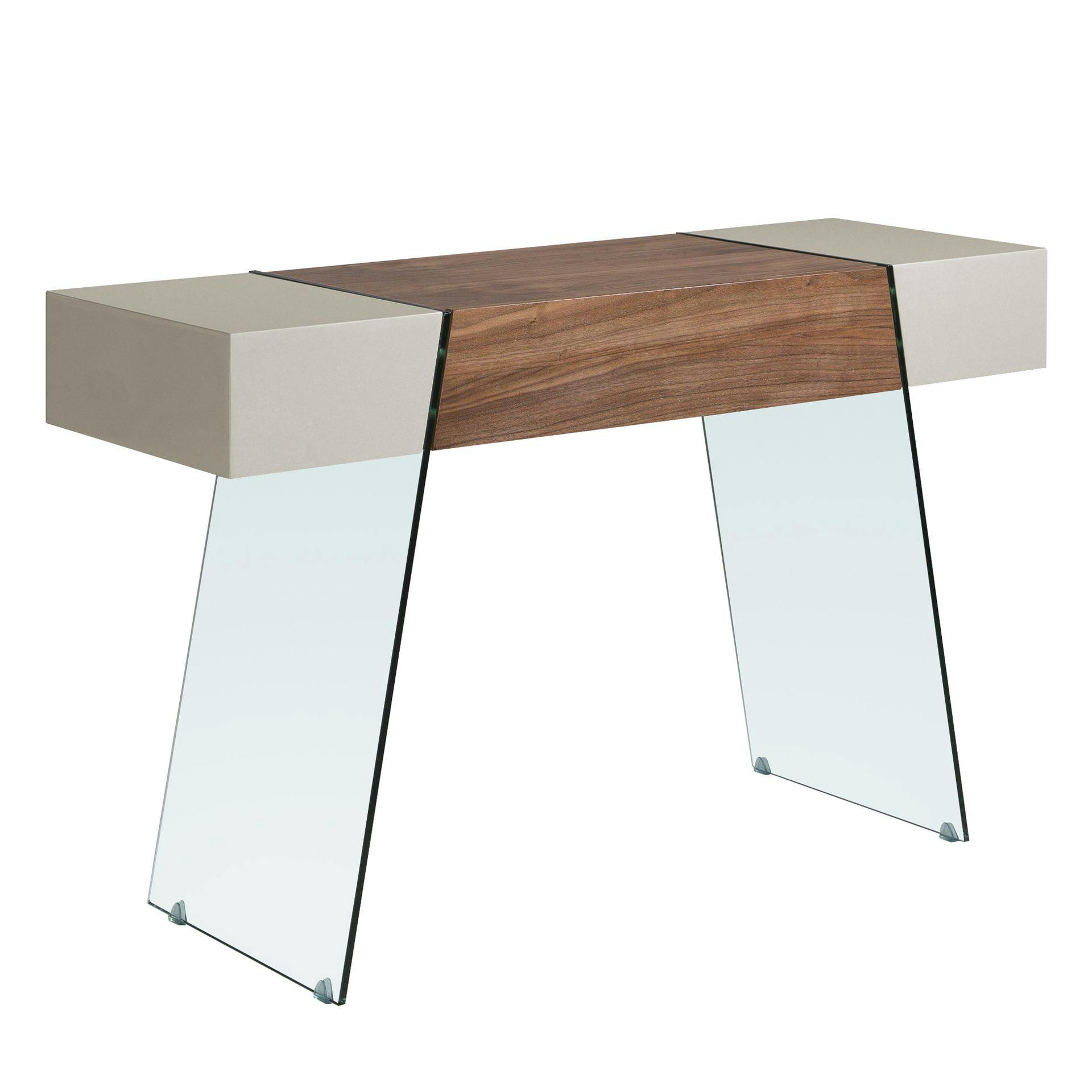 Rackhams Grey Rectangular Console Table Wood, Walnut And Tempered Glass 3029