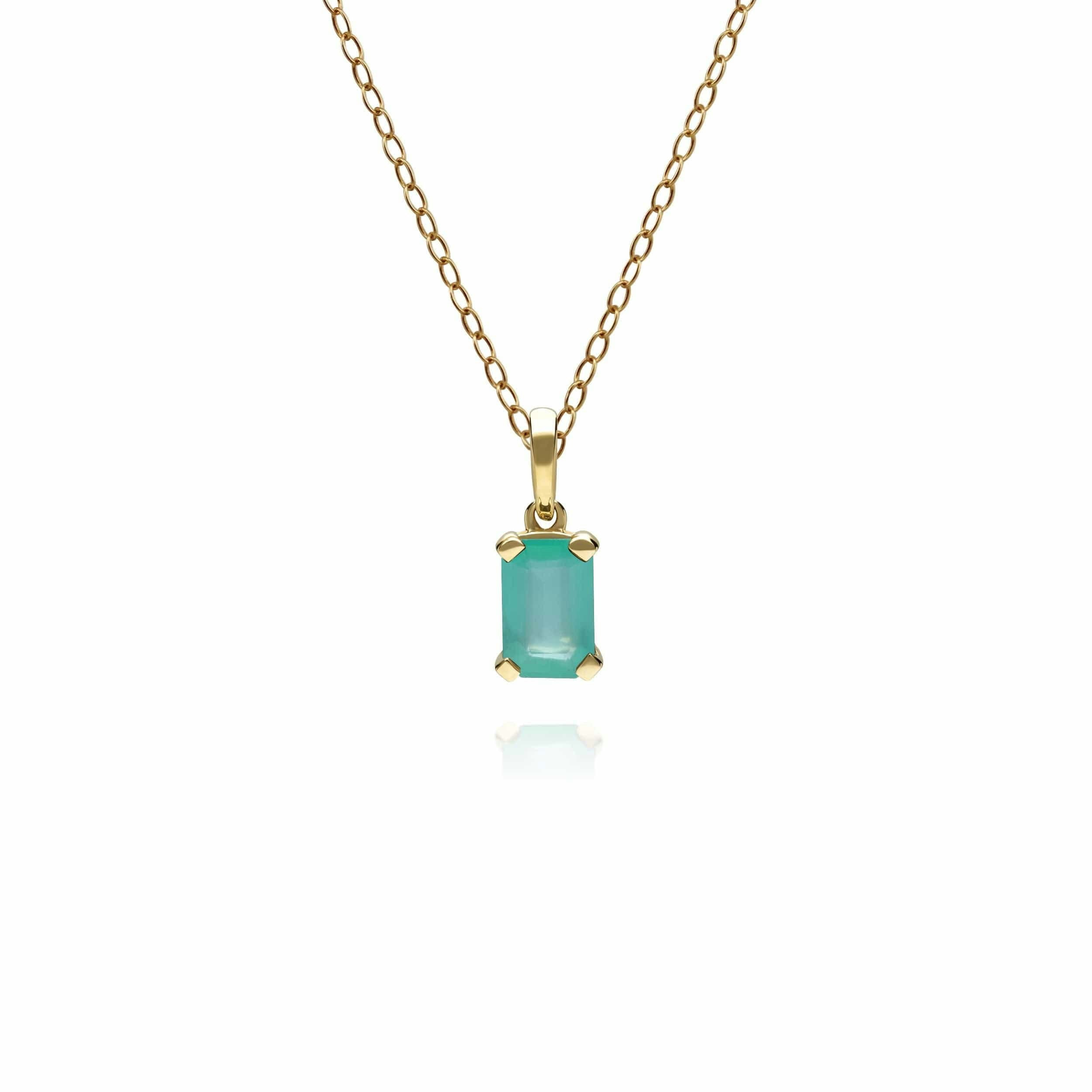 Gemondo Yellow/Gold Classic Baguette Emerald Pendant In 9Ct - 9Ct Single Stone 0.58Ct Emerald Pendant On Chain