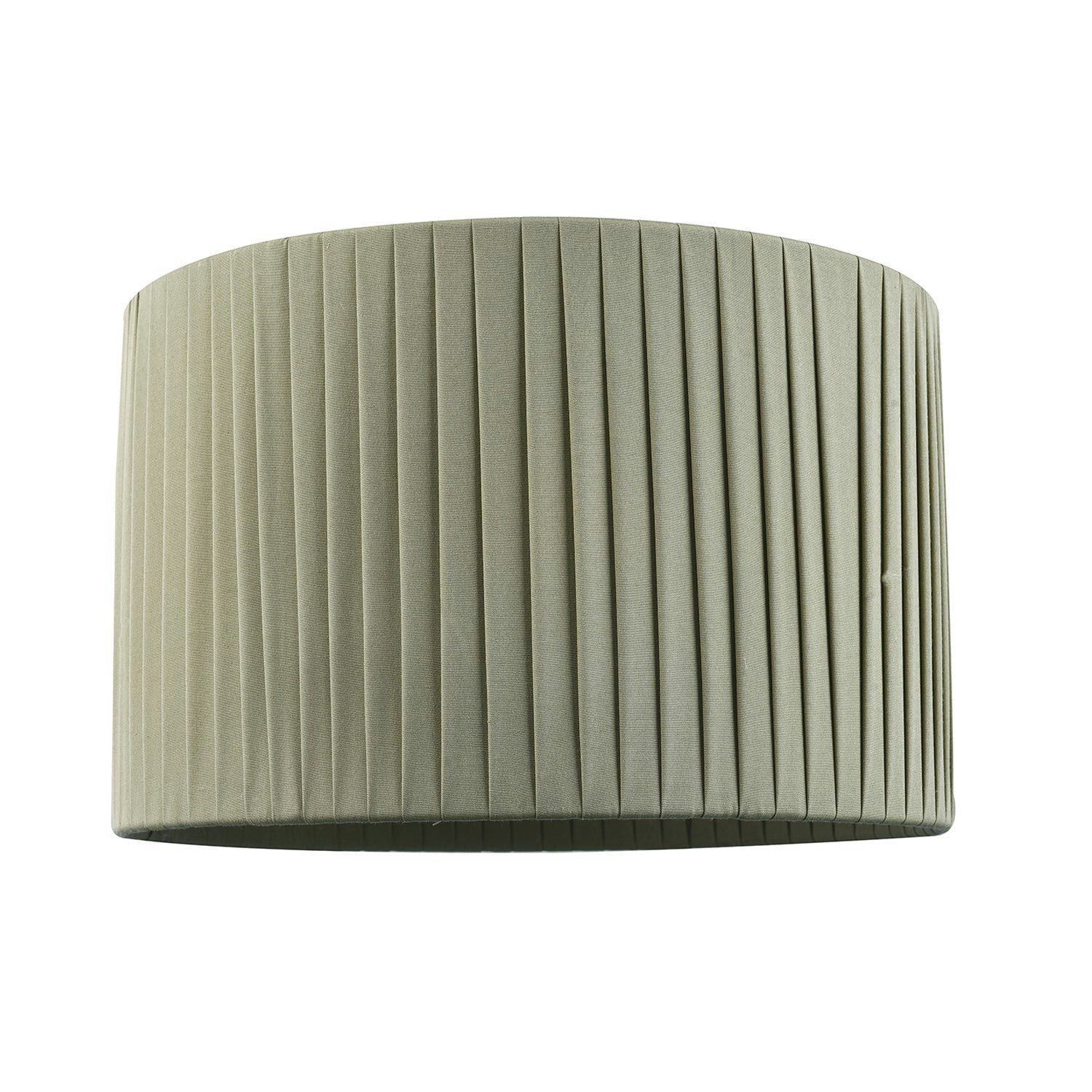 Rackhams Green/White Contemporary Designer Double Pleated Olive Cotton Fabric 12" Drum Lamp Shade