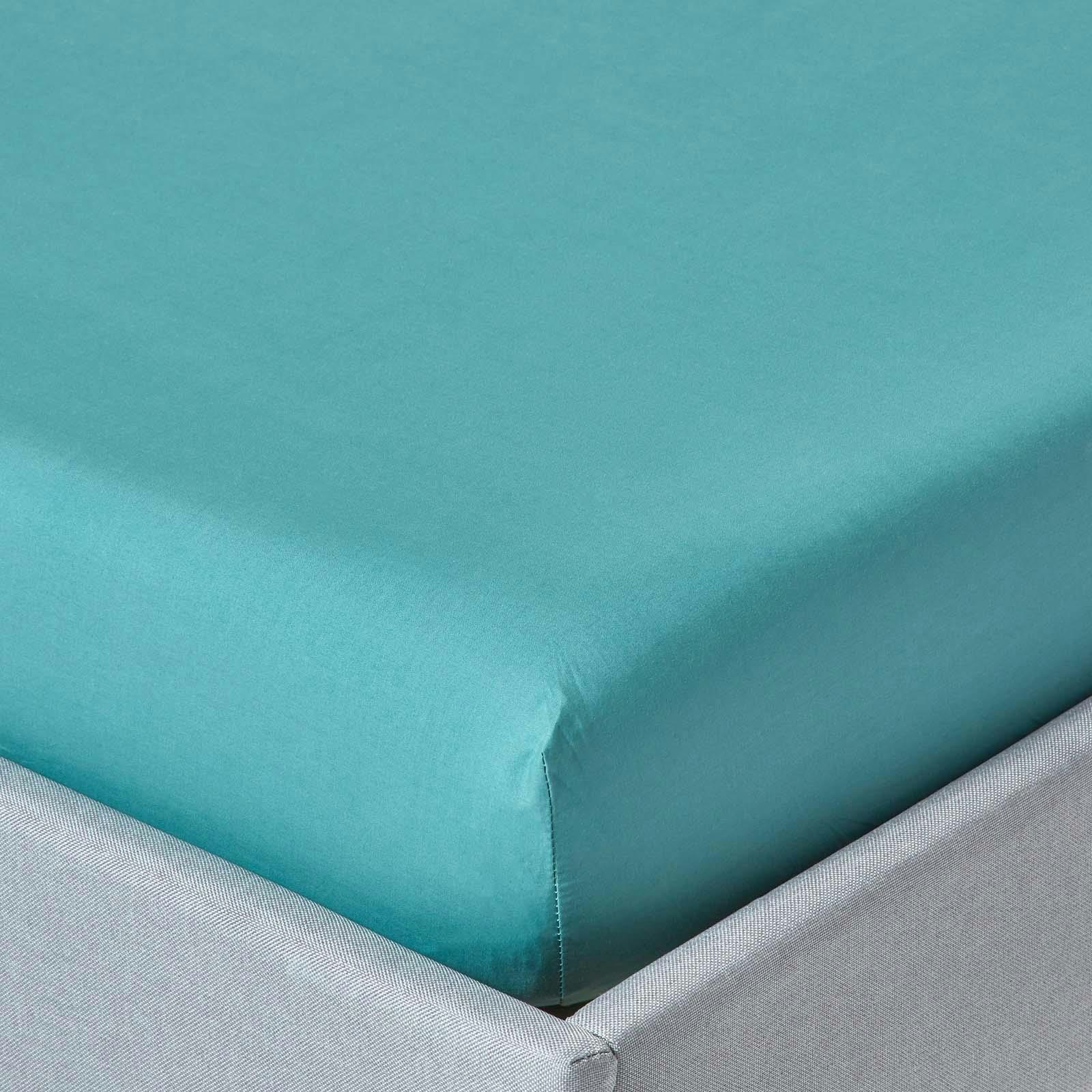 Rackhams Crisp & Cool 200 Tc Egyptian Cotton Percale Fitted Sheet – 30 Cm Deep - Super King - Teal