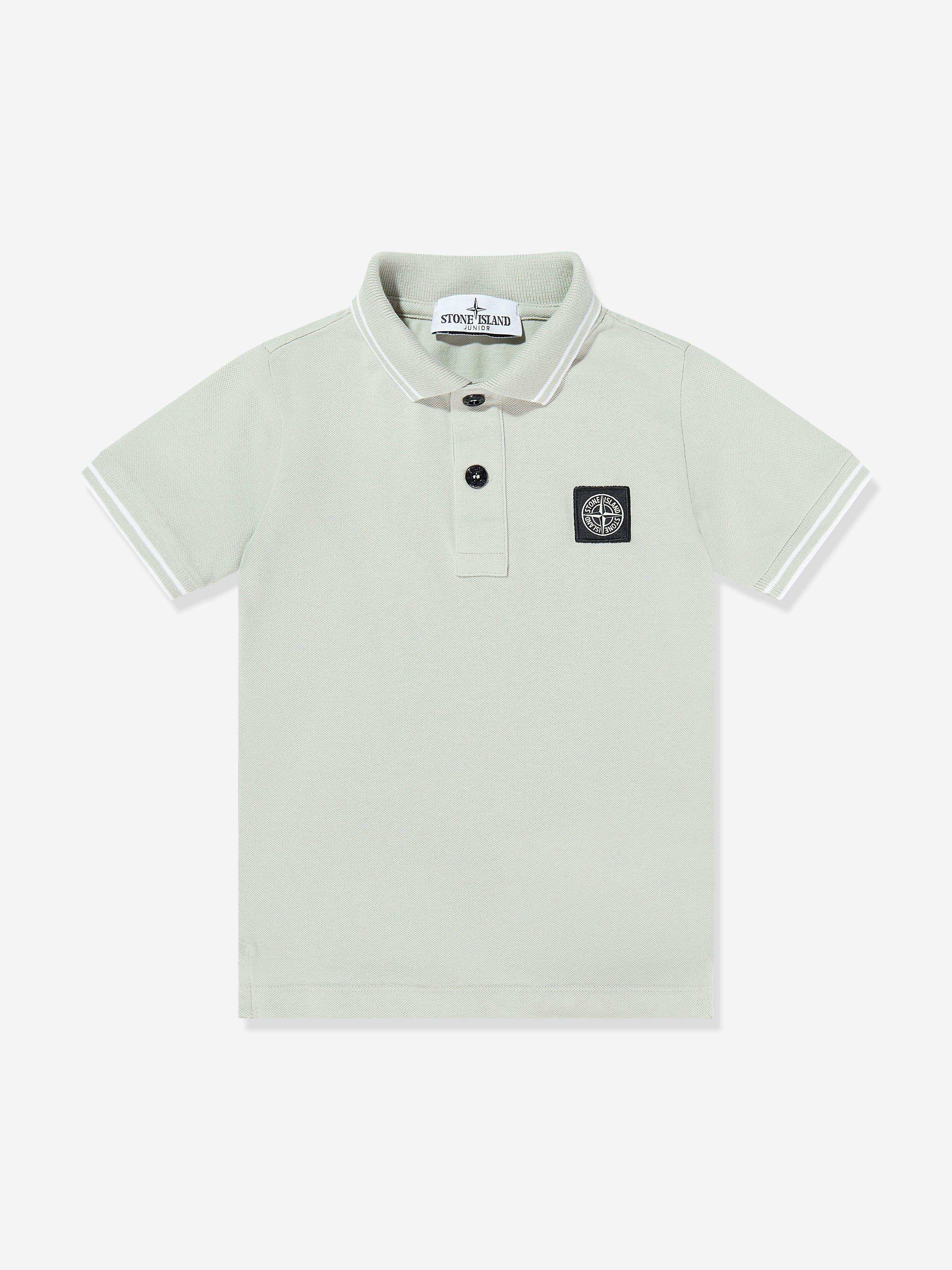 Stone Island Boys Grey Junior Compass Patch Polo Shirt In - 4 Yrs
