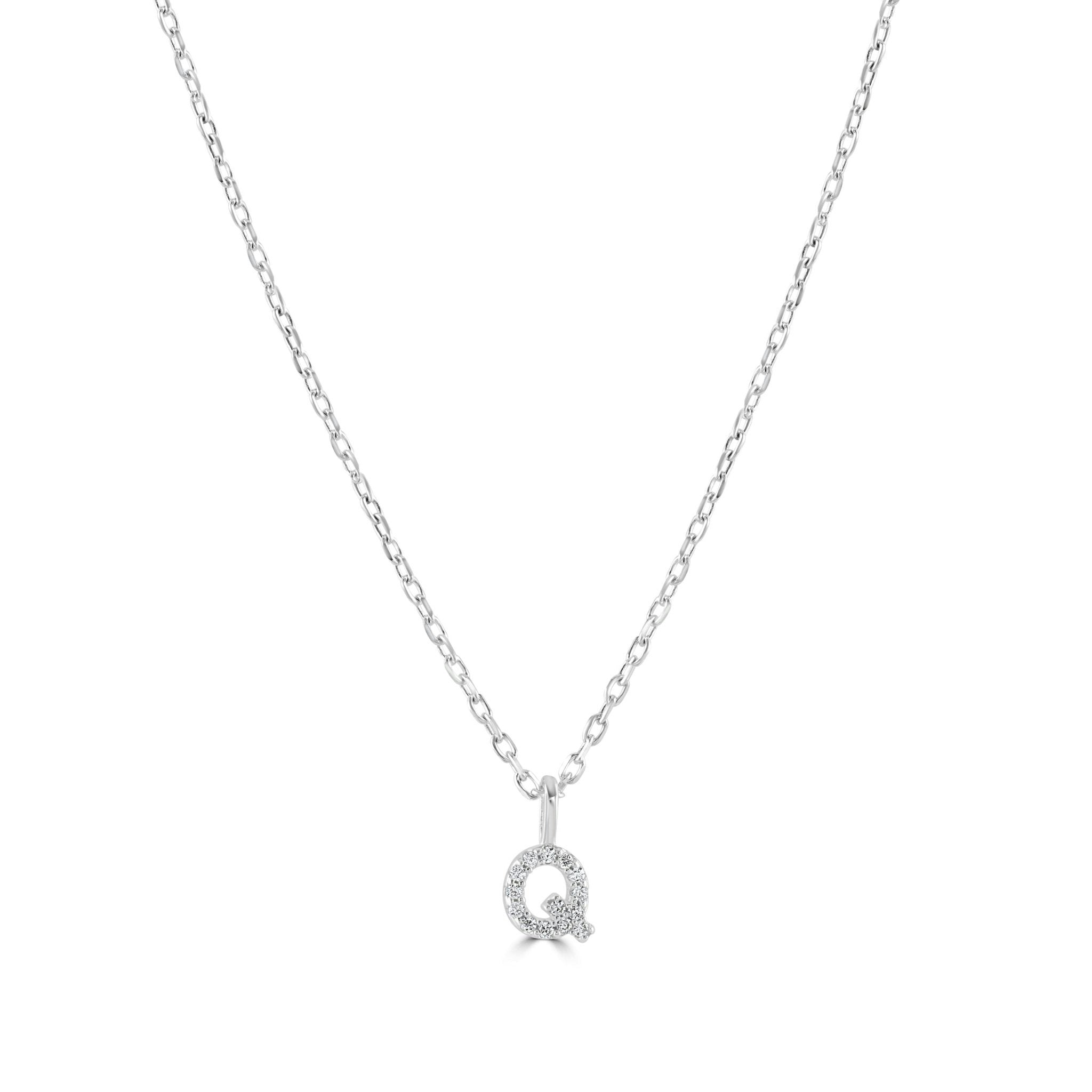 Mylee London Silver Sterling Crystal Initial Necklace - No - Q
