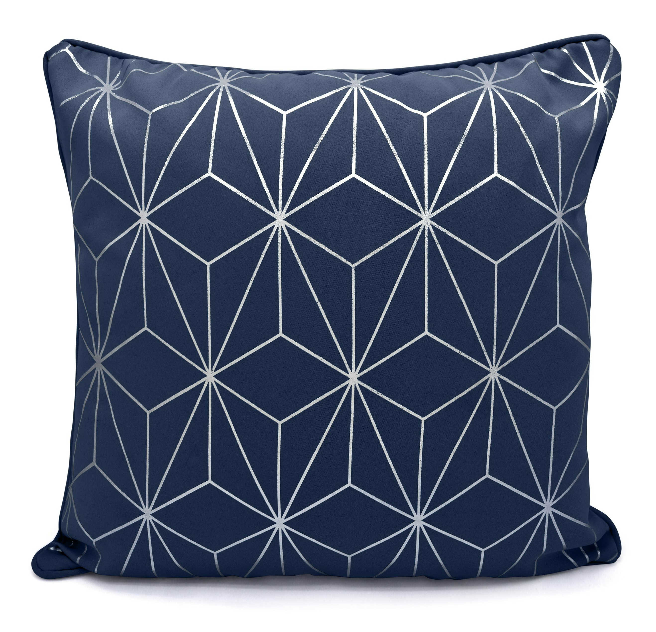 Velosso Modern Geomtric Foil Print Cushion - 43Cm X 43Cm - Navy