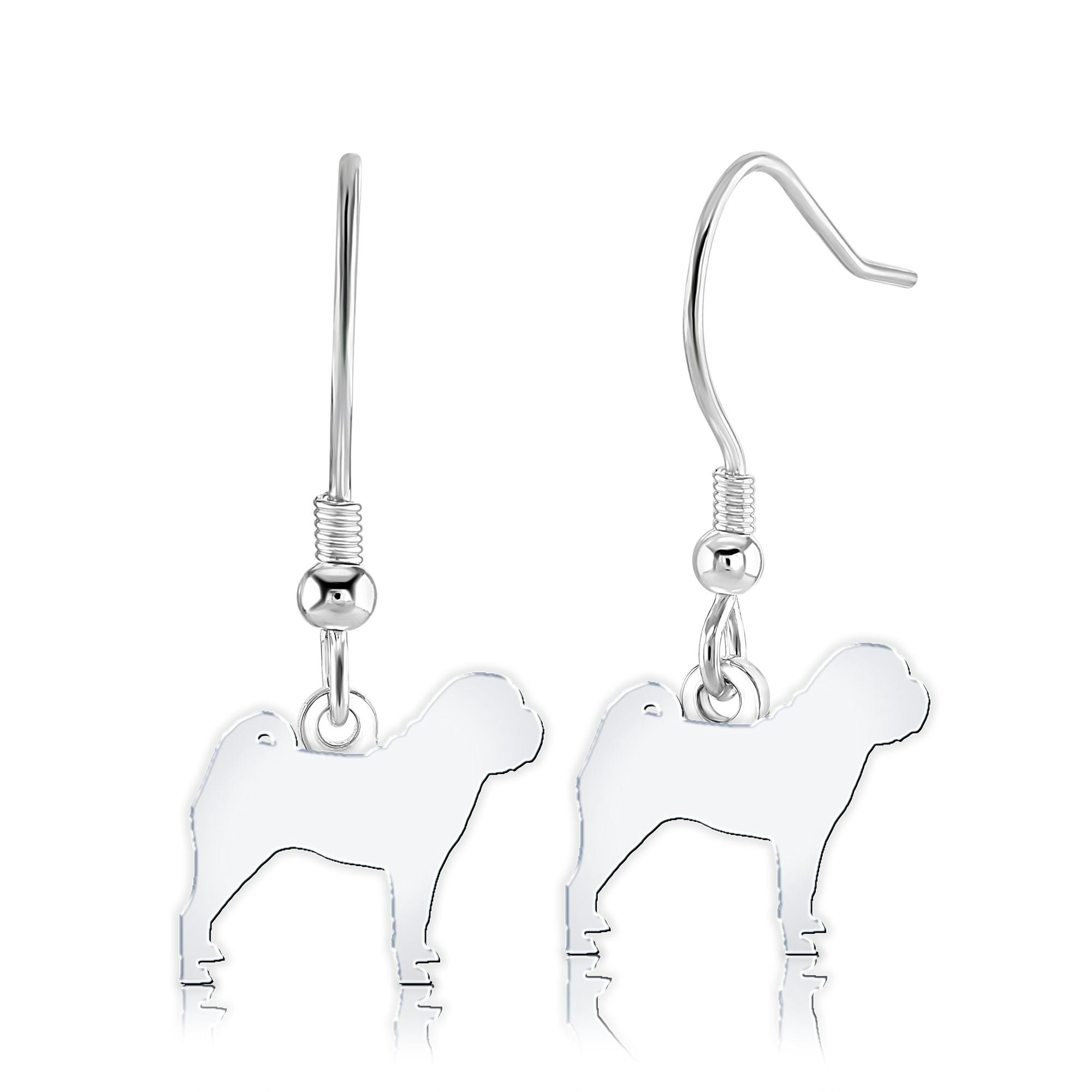 Mylee London Silver Shar Pei Silhouette Earrings - No - Hook
