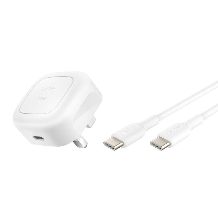 Belkin White Boost Charge 20W Usb C Uk Wall Charger With Usb C To C Cable - Wca009my1mwh-B6