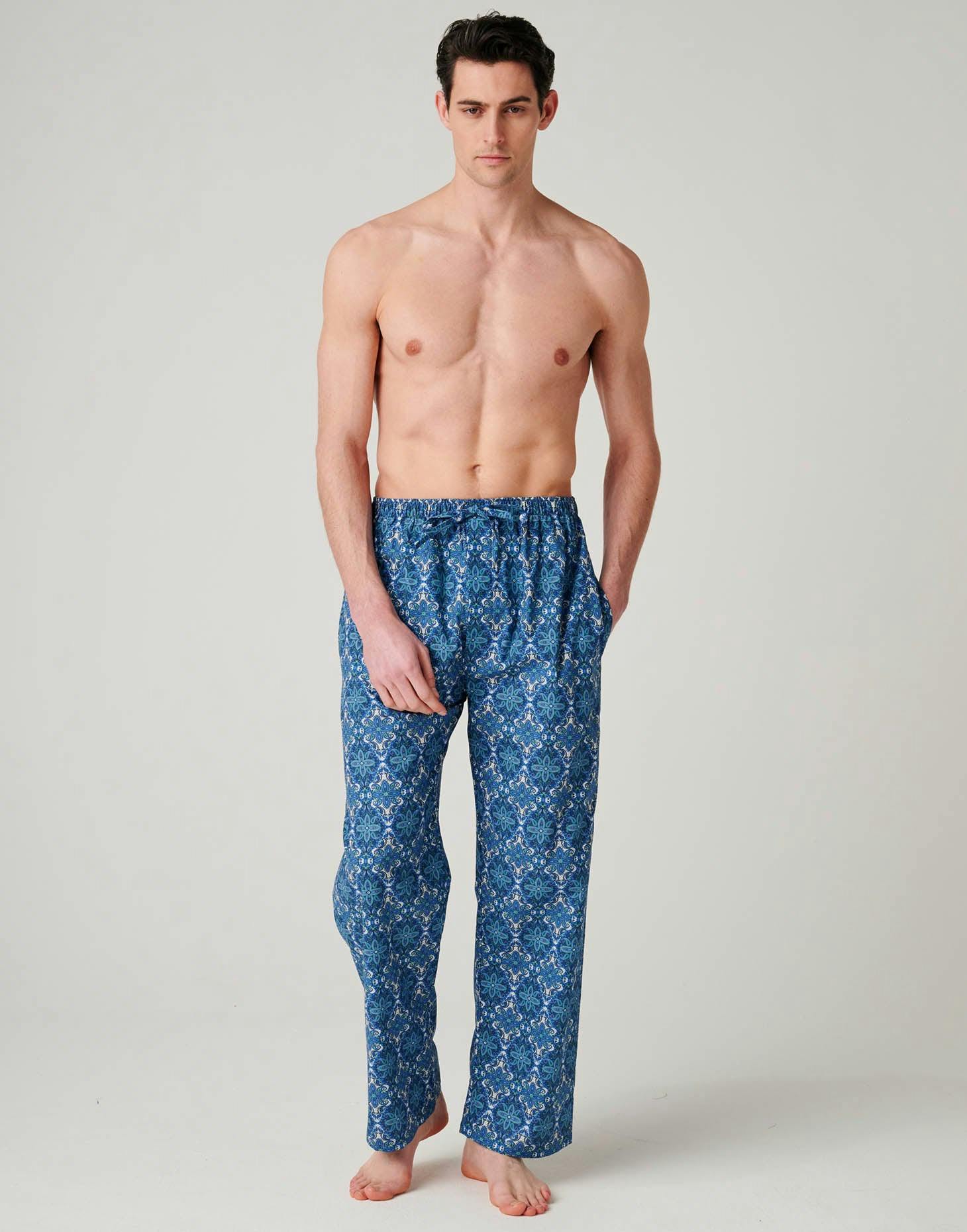 British Boxers Men's Crisp Cotton Pyjama Trousers – Marrakesh Paisley - XX-Large