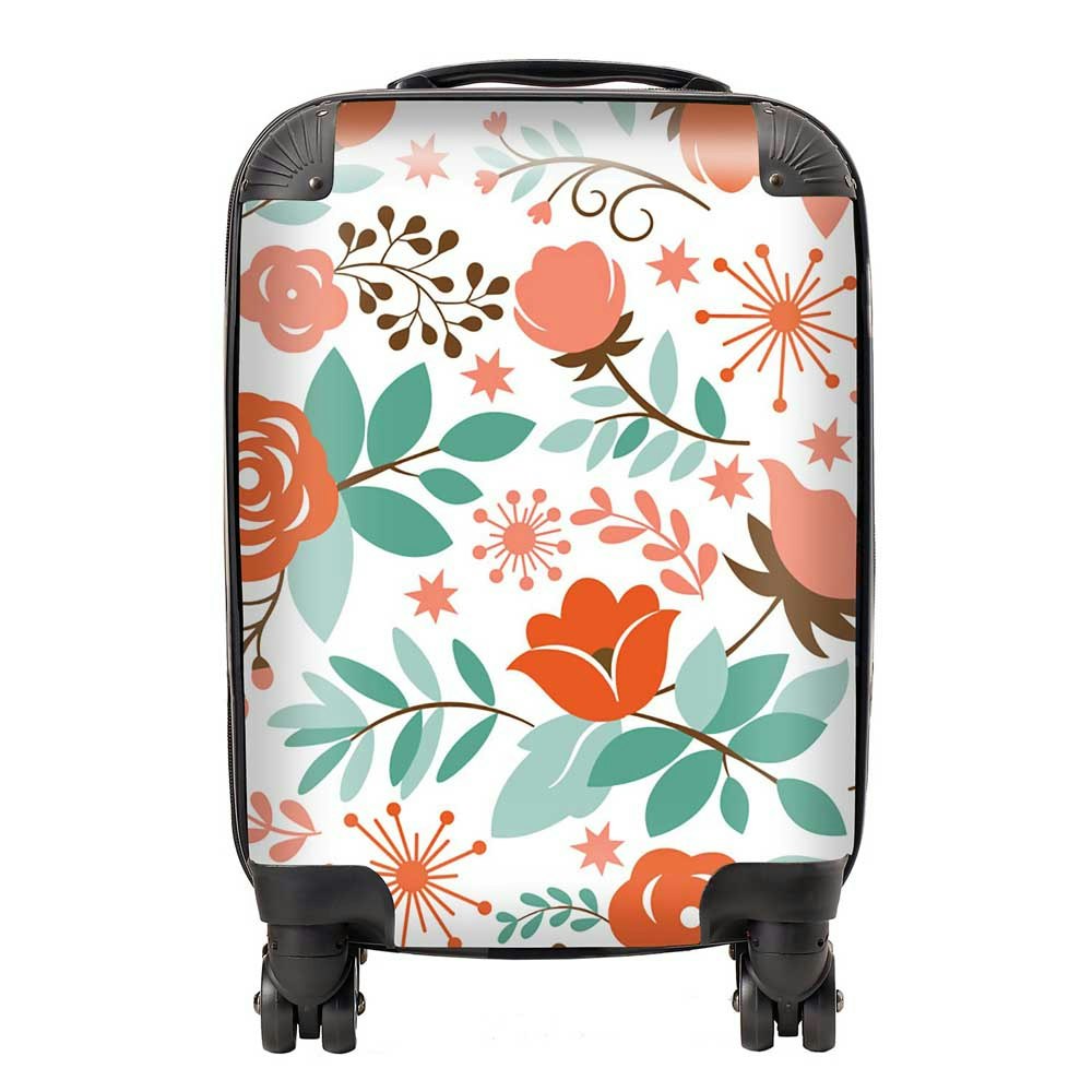Warren Reed Orange Floral Pattern Suitcase - Small