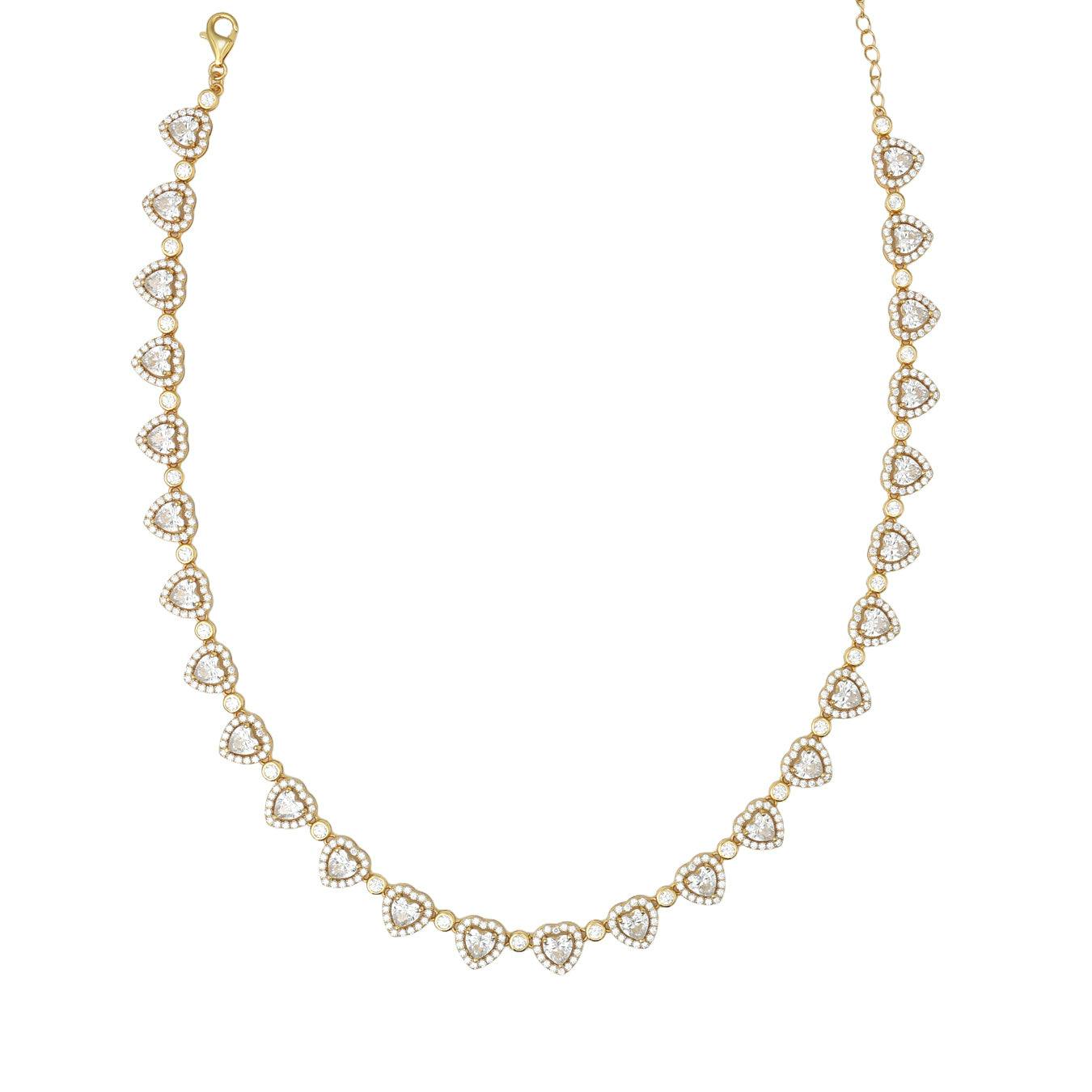 Say It With Yellow/Gold Heart Tennis Choker Necklace