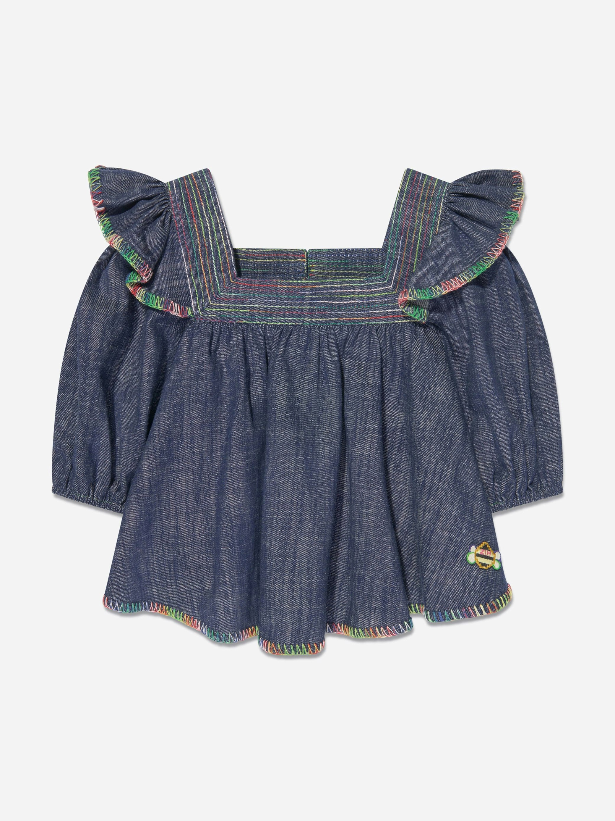Zimmermann Girls Blue Alight Denim Blouse In - 6 Yrs