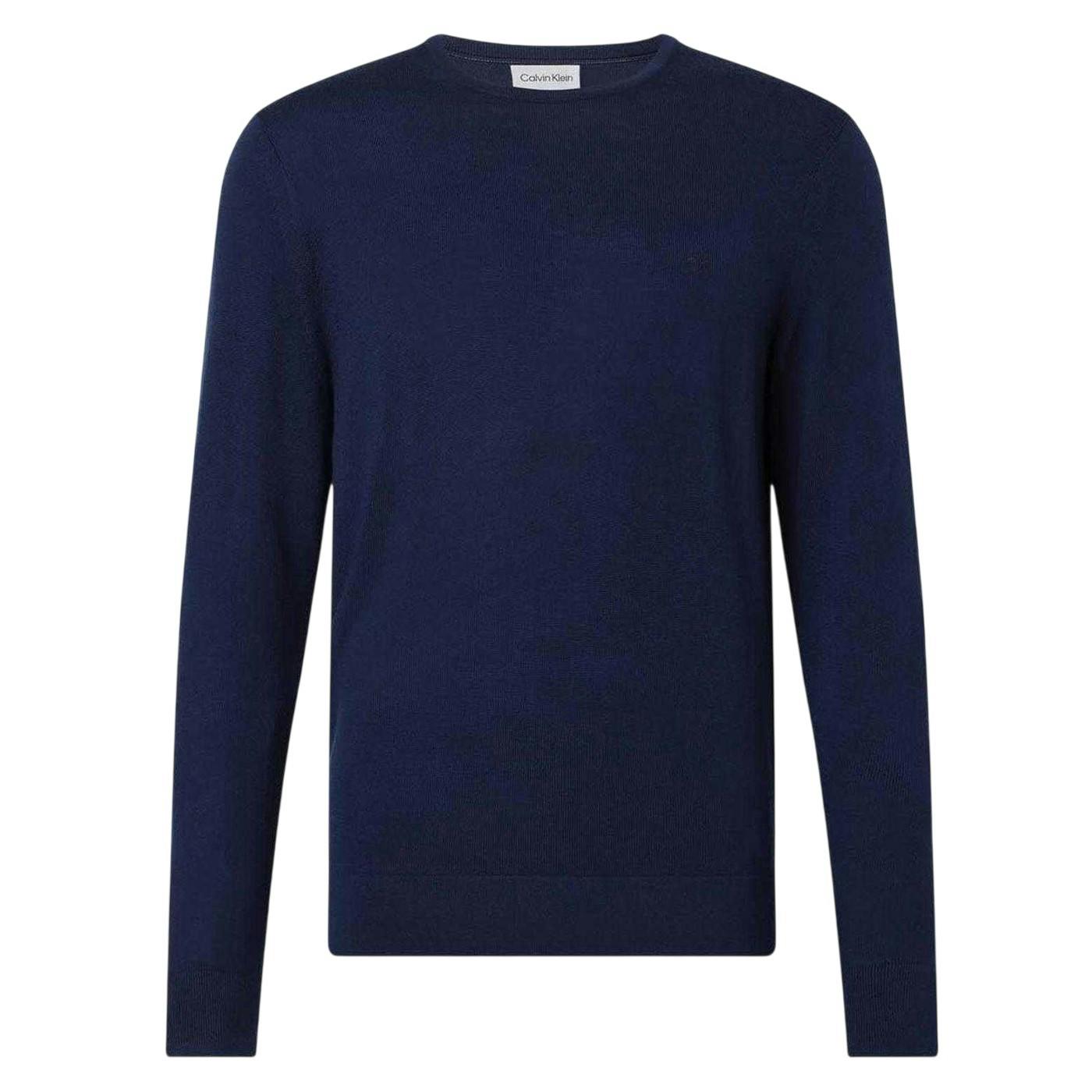 Calvin Klein Men's Merino Wool Regular Jumper - Navy - S - Navy - 100% Merino Wool