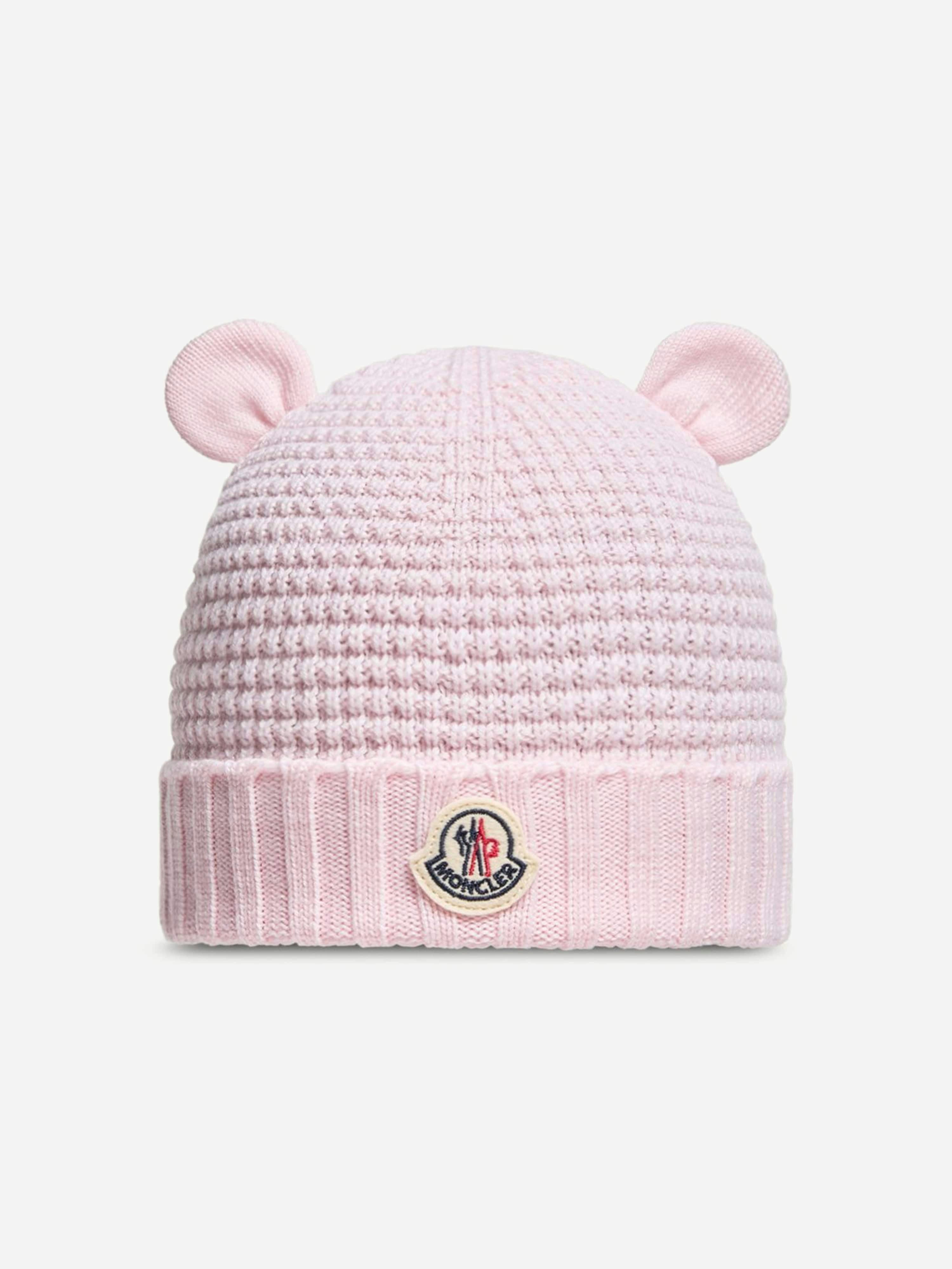 Moncler Enfant Women's Pink Baby Girls Wool Beanie Hat With Ears In - 9-12 Mths
