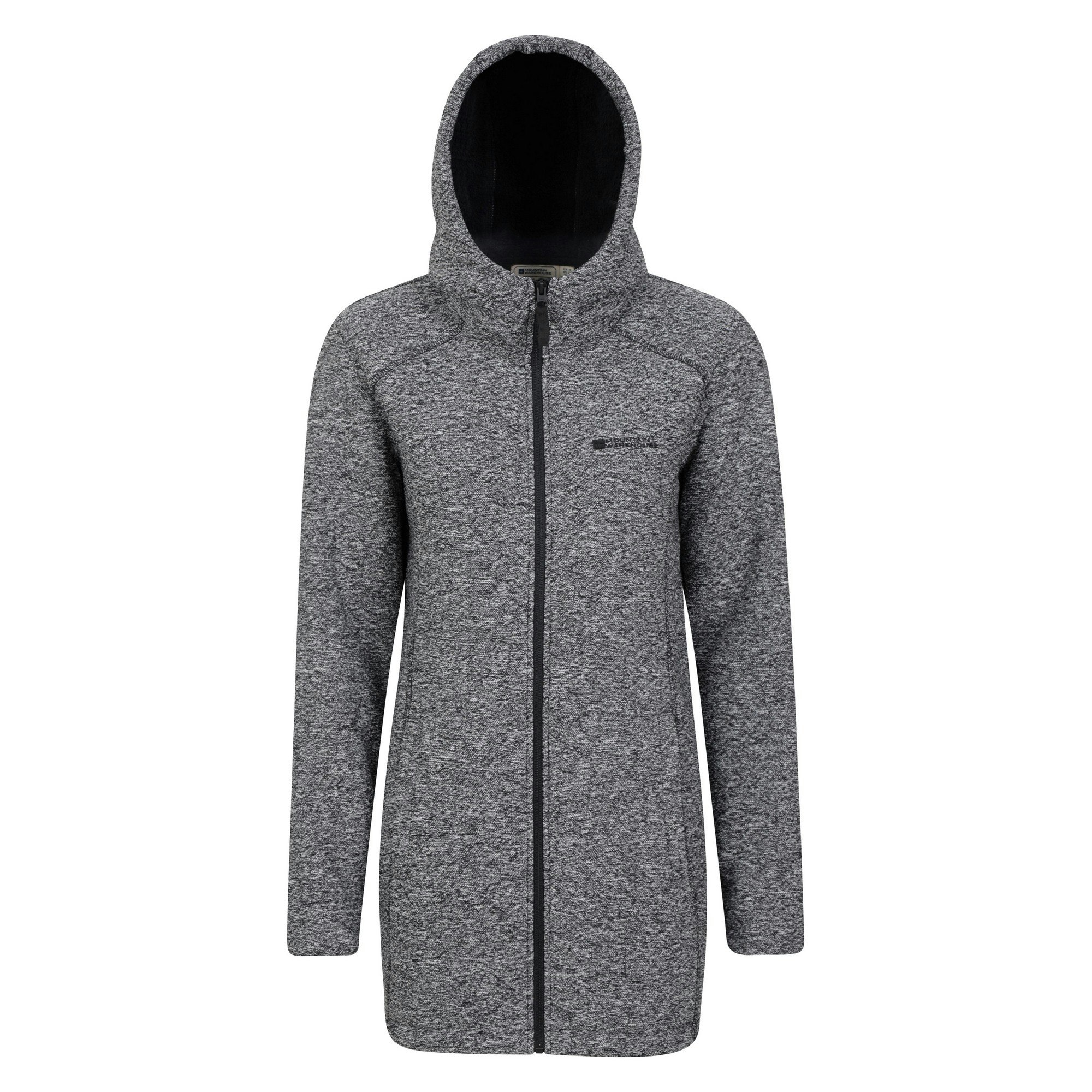 Mountain Warehouse Women's Black Mallaig Longline Fleece Jacket - Size 6 Uk