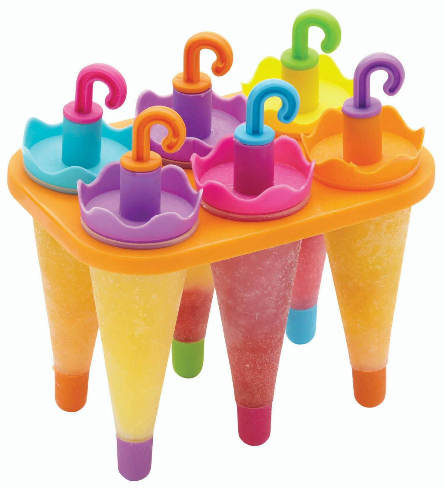 Rackhams Set Of 6 Umbrella Lolly Makers With Stand - Multicolour - Plastic - Moulds