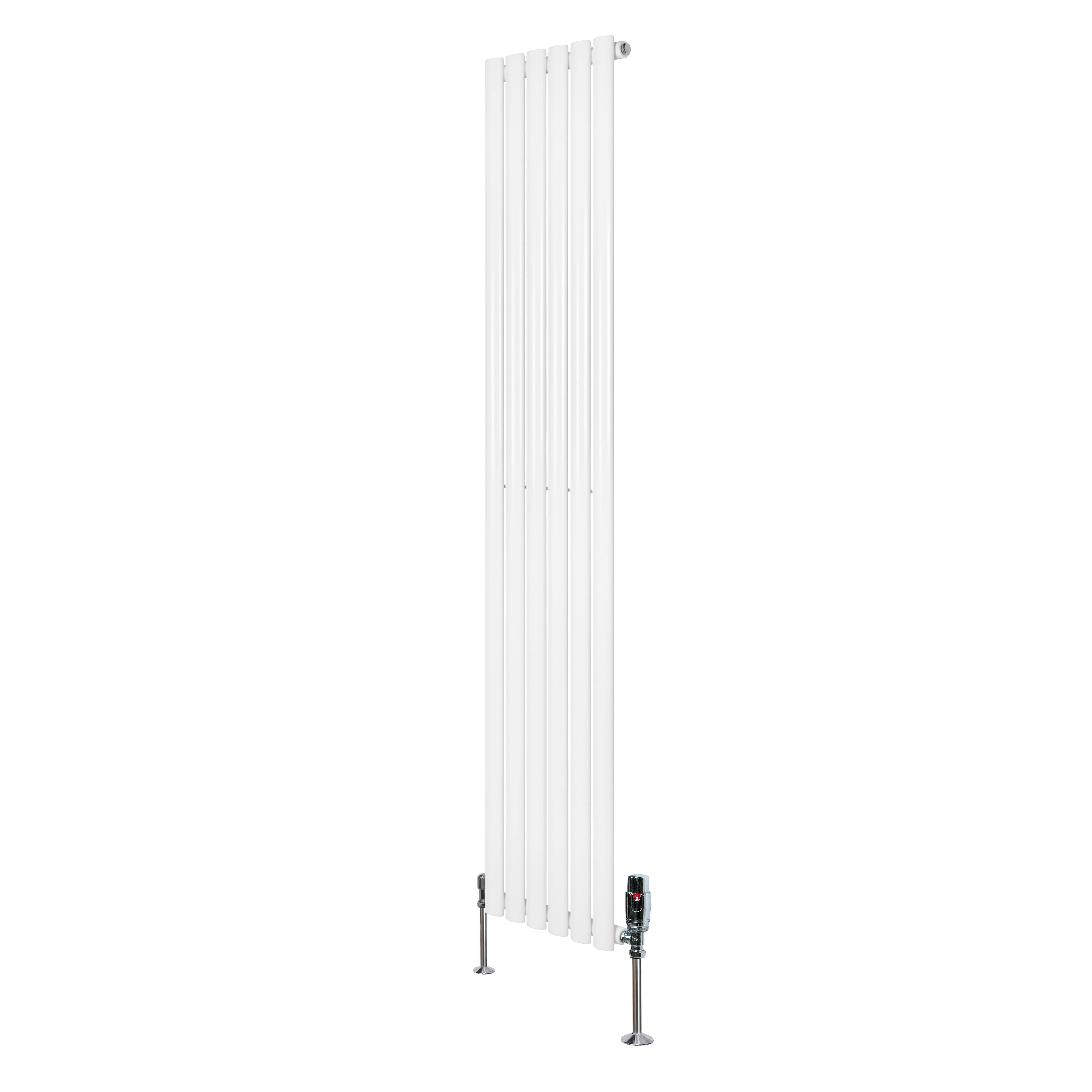 Monstershop White Oval Single Column Radiator & Valves – 1800Mm X 360Mm –
