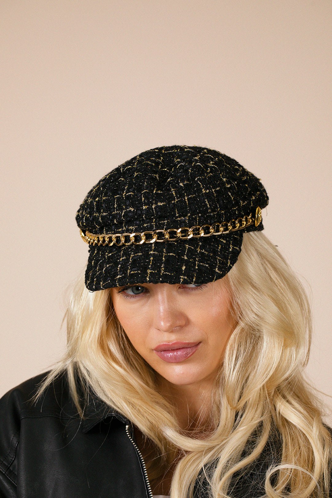Svnx Boys Black Tweed Baker Hat In - One Size