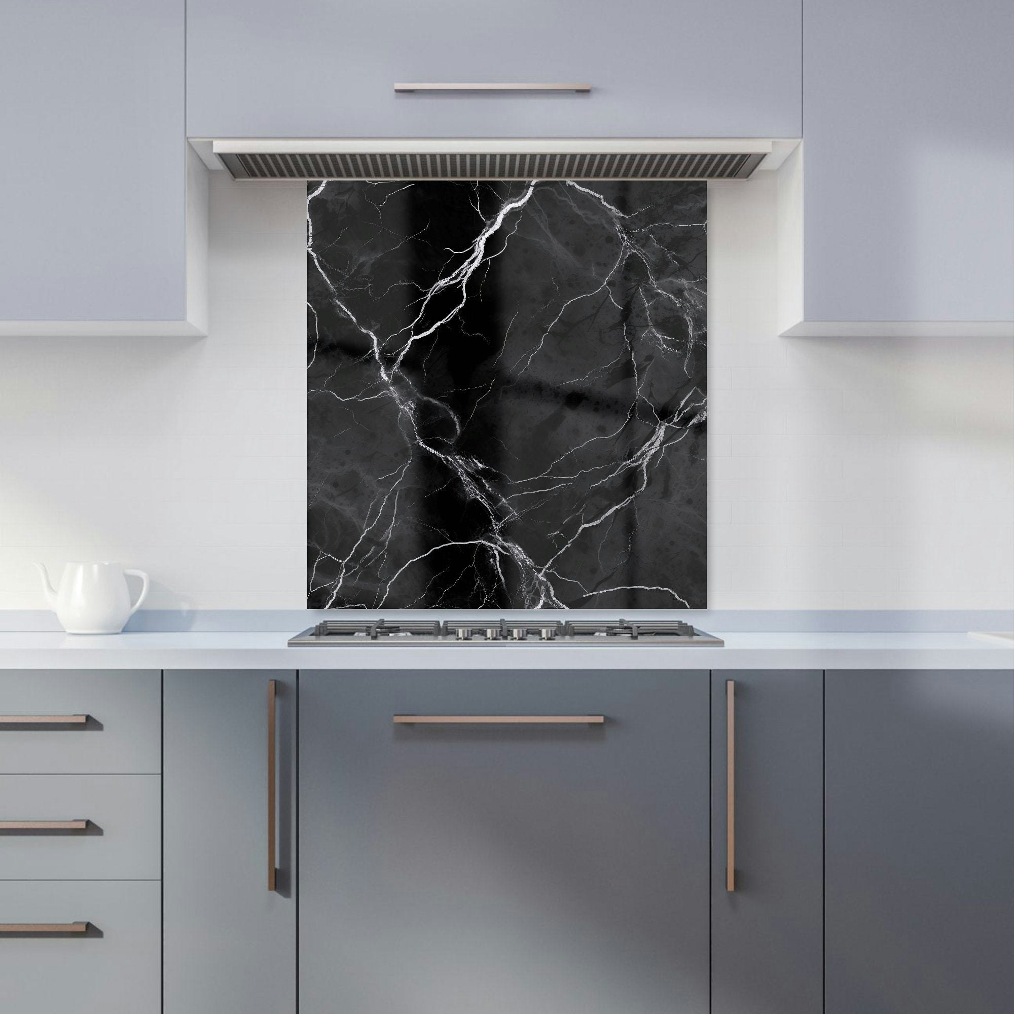 Rackhams Black - Designer Marble Pattern Kitchen Splashback - W700mm X H750mm