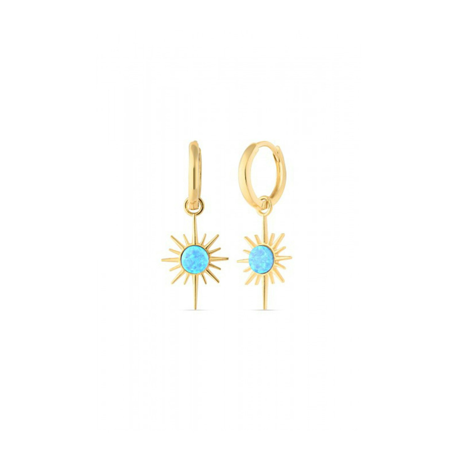 Spero London Blue/Silver/Gold Opal Northern Star Drop Hoop Earrings Sterling