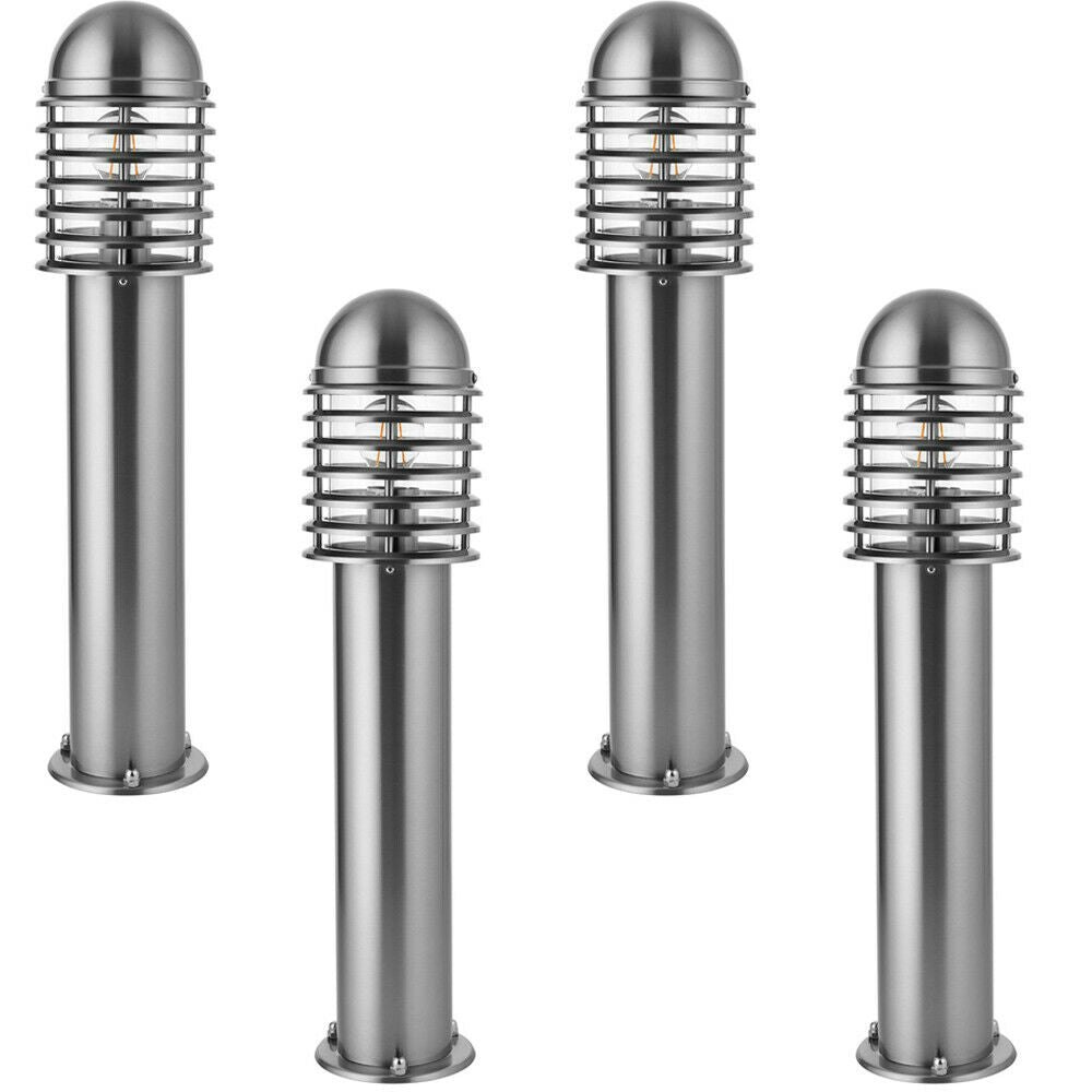 Rackhams Light Pack Outdoor Post Bollard Polished Steel Vandal Proof External Pathway Size 4