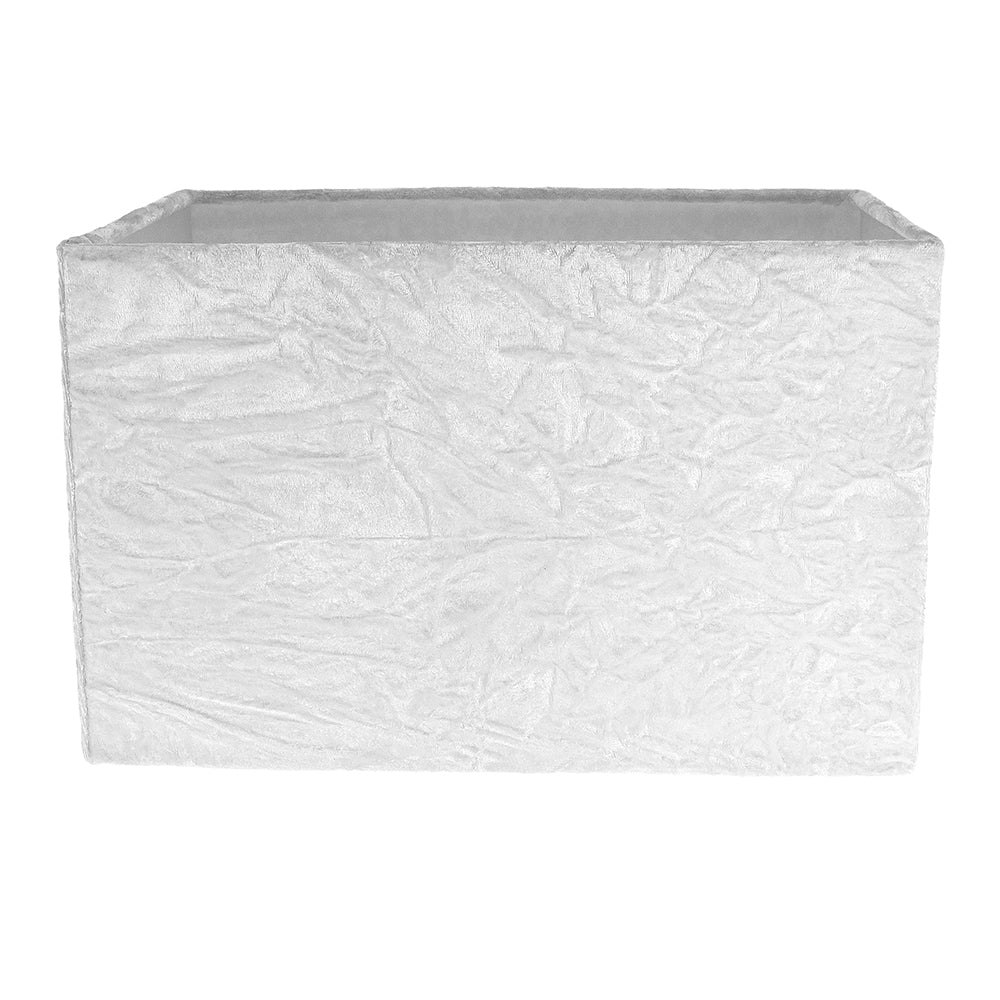 Rackhams White Contemporary Designer Arctic Crushed Velvet Fabric Rectangular Lamp Shade