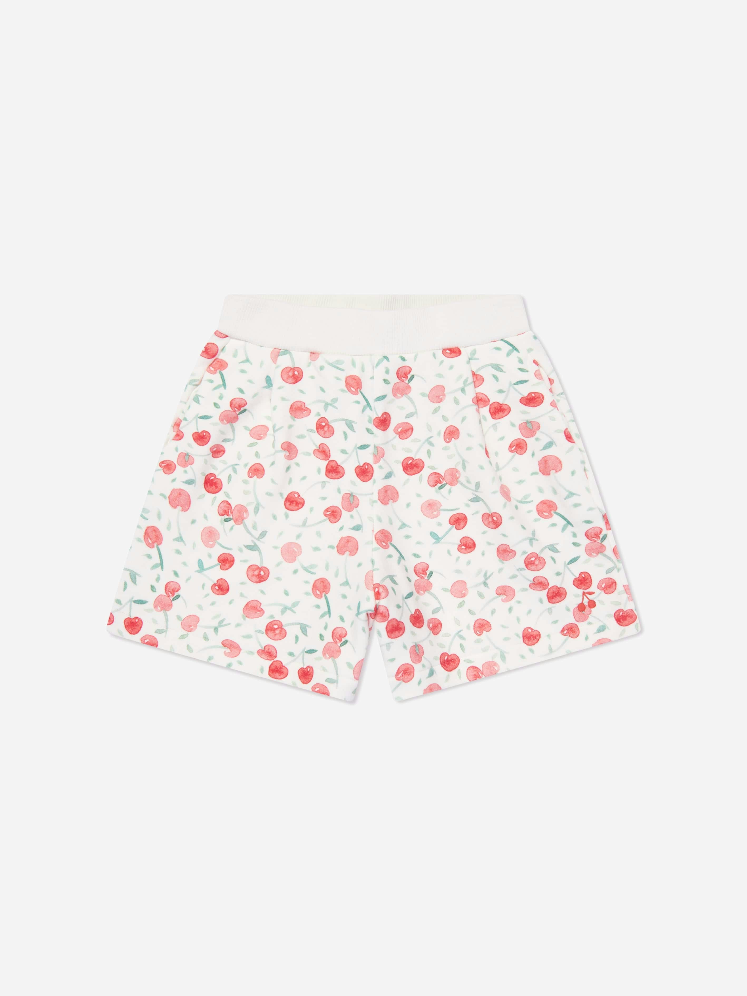 Bonpoint Girls White Cornelia Cherry Shorts In - 4 Yrs