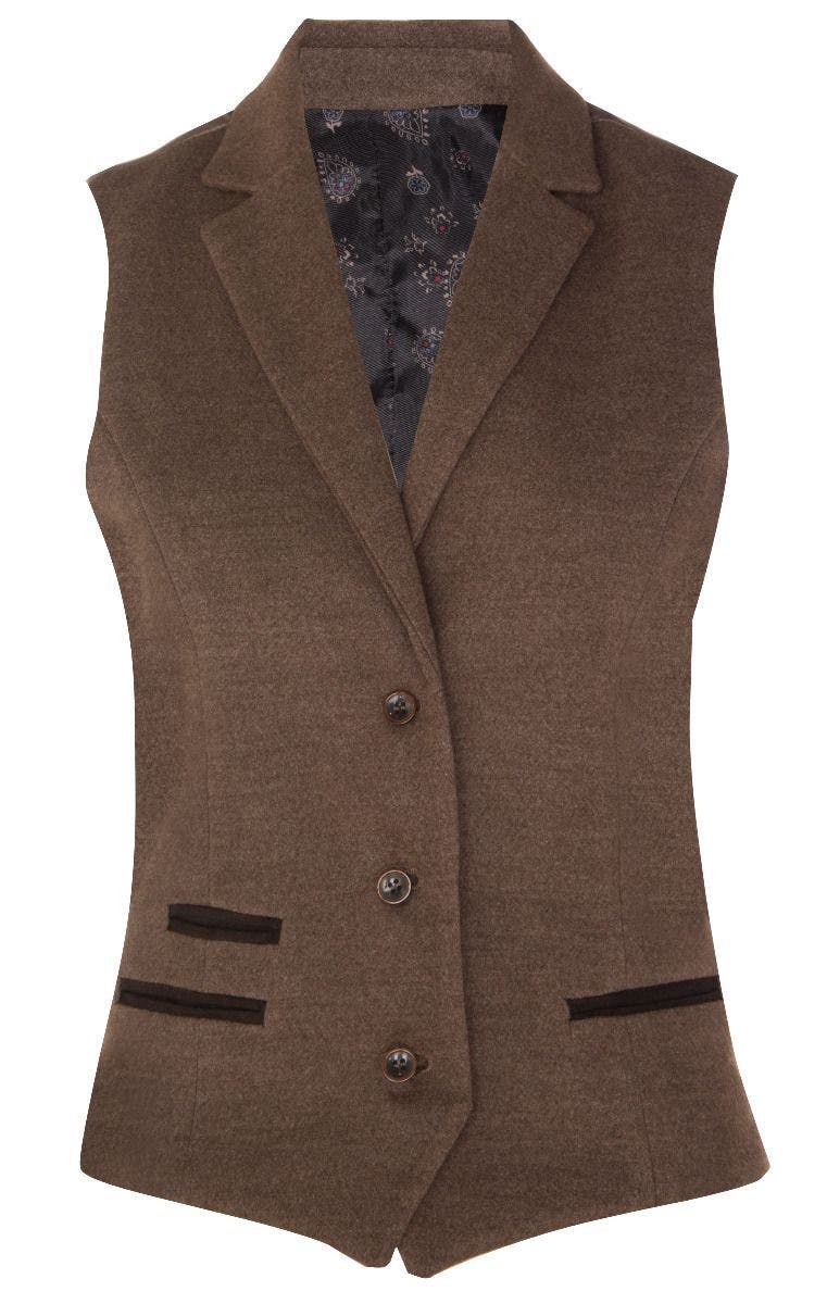 Truclothing Women's Light/Brown Tweed 1920S Herringbone Waistcoat - Uk M/12 | Eu 38 | Us 8
