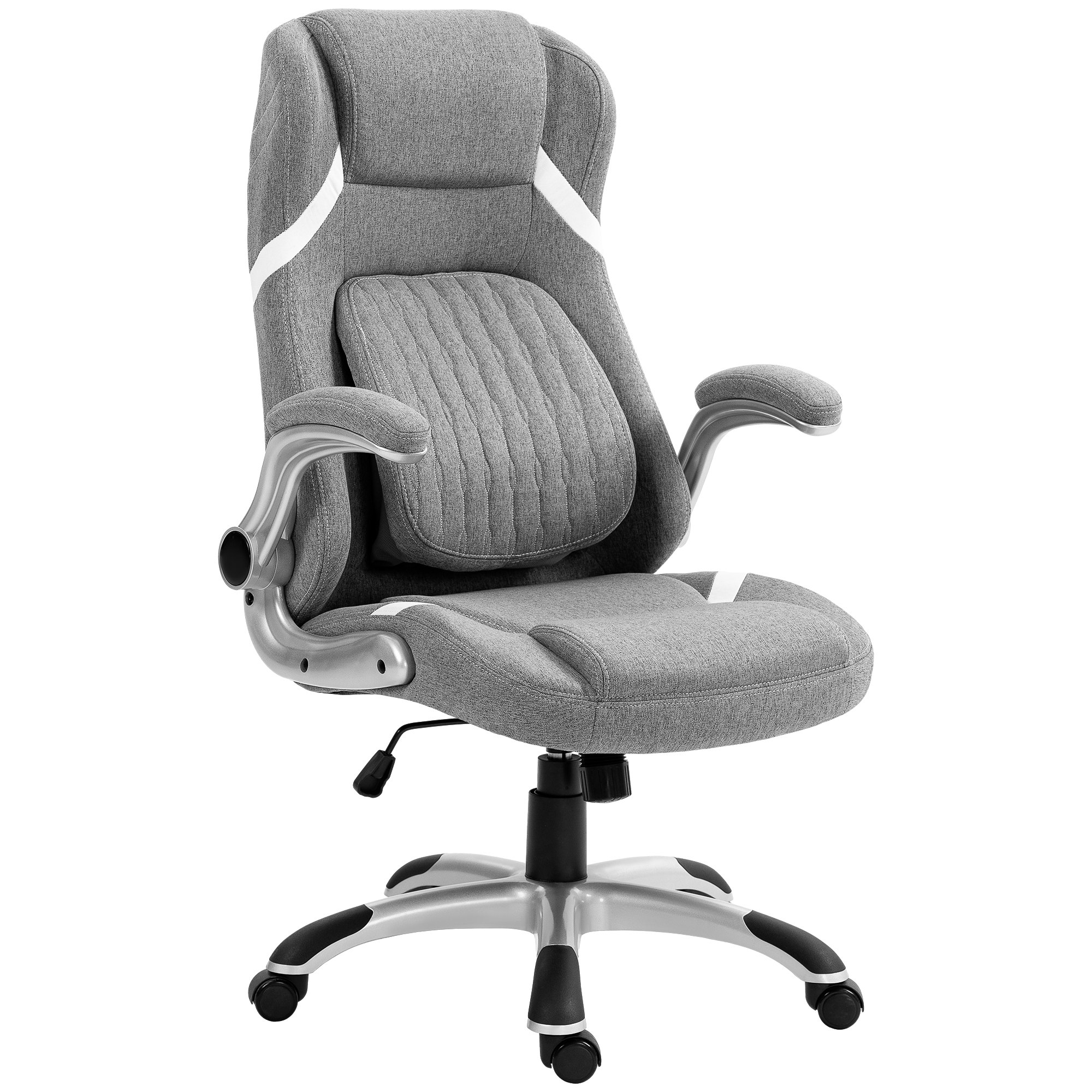 Vinsetto Grey Fabric Office Desk Chair With Adjustable Height Tilt Function