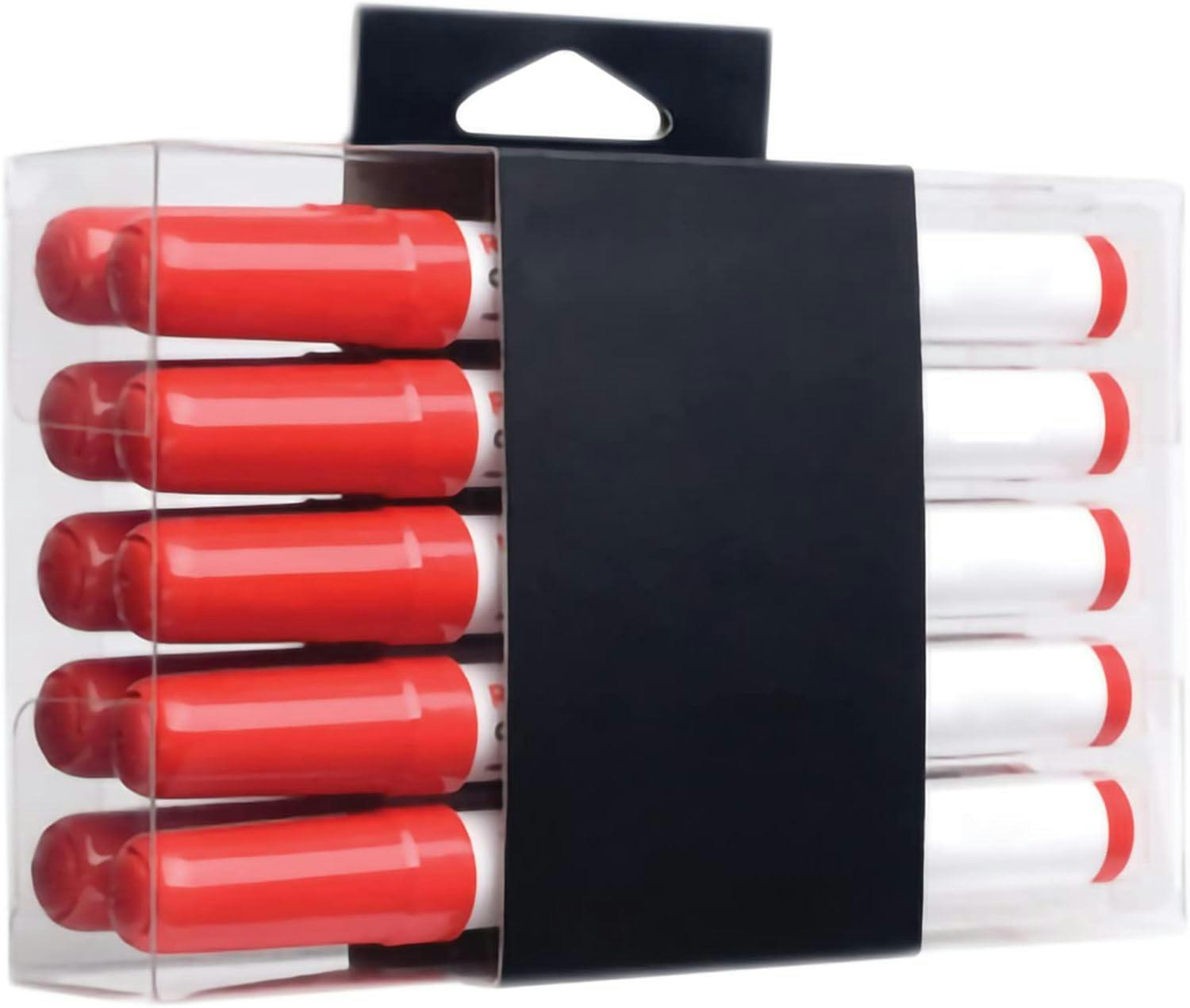 Kav Red Marker Pens For Office, Schools & Home - Non-Toxic Ink - All-In-One Design With Dry Wipe Eraser - Stylish Markers For Whiteboards, Notice Boards - Pack Of 10