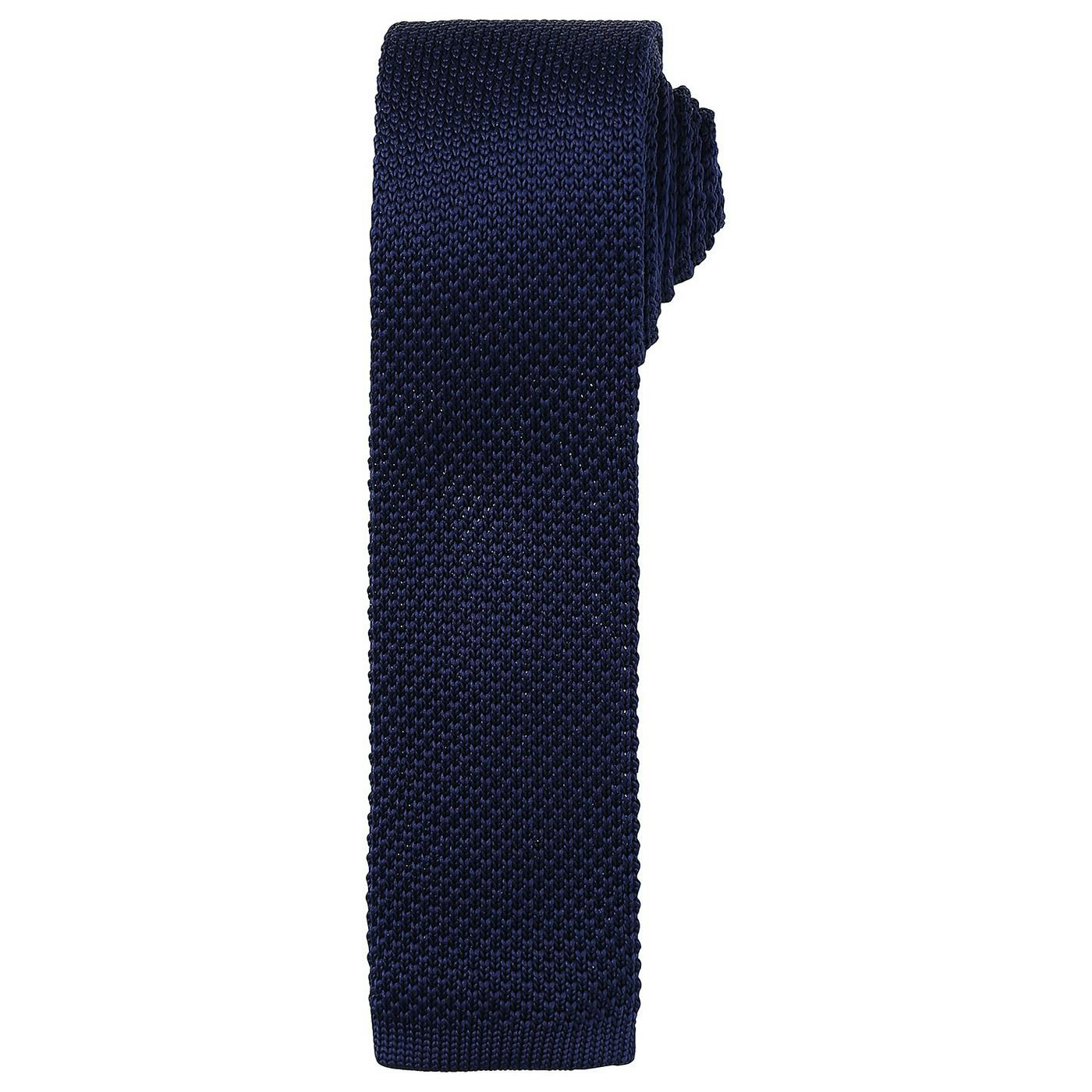 Premier Unisex Adult Slim Knitted Tie (Navy) - One Size - Image 3