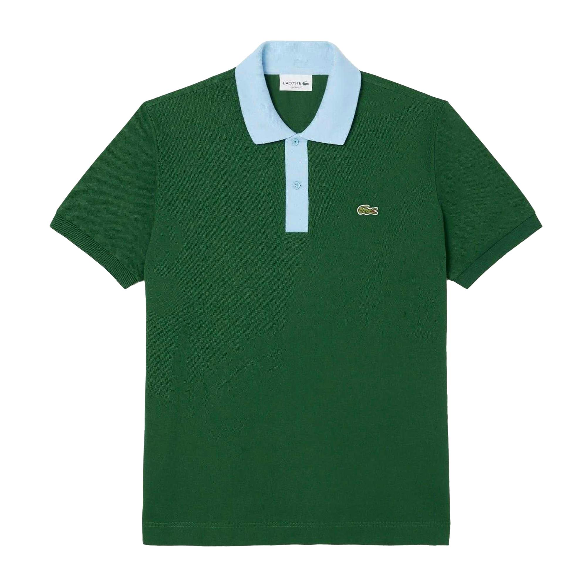 Lacoste Men's Green Contrast Collar Polo Shirt - Xl - 100% Cotton