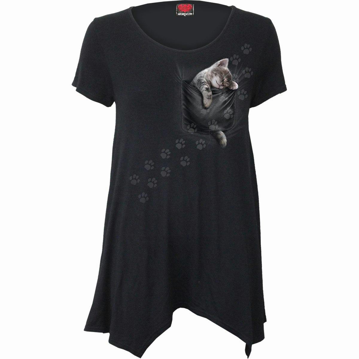 Spiral Direct Light Pocket Kitten - Smock - Tunic Casual Top - S - Digital - Digital