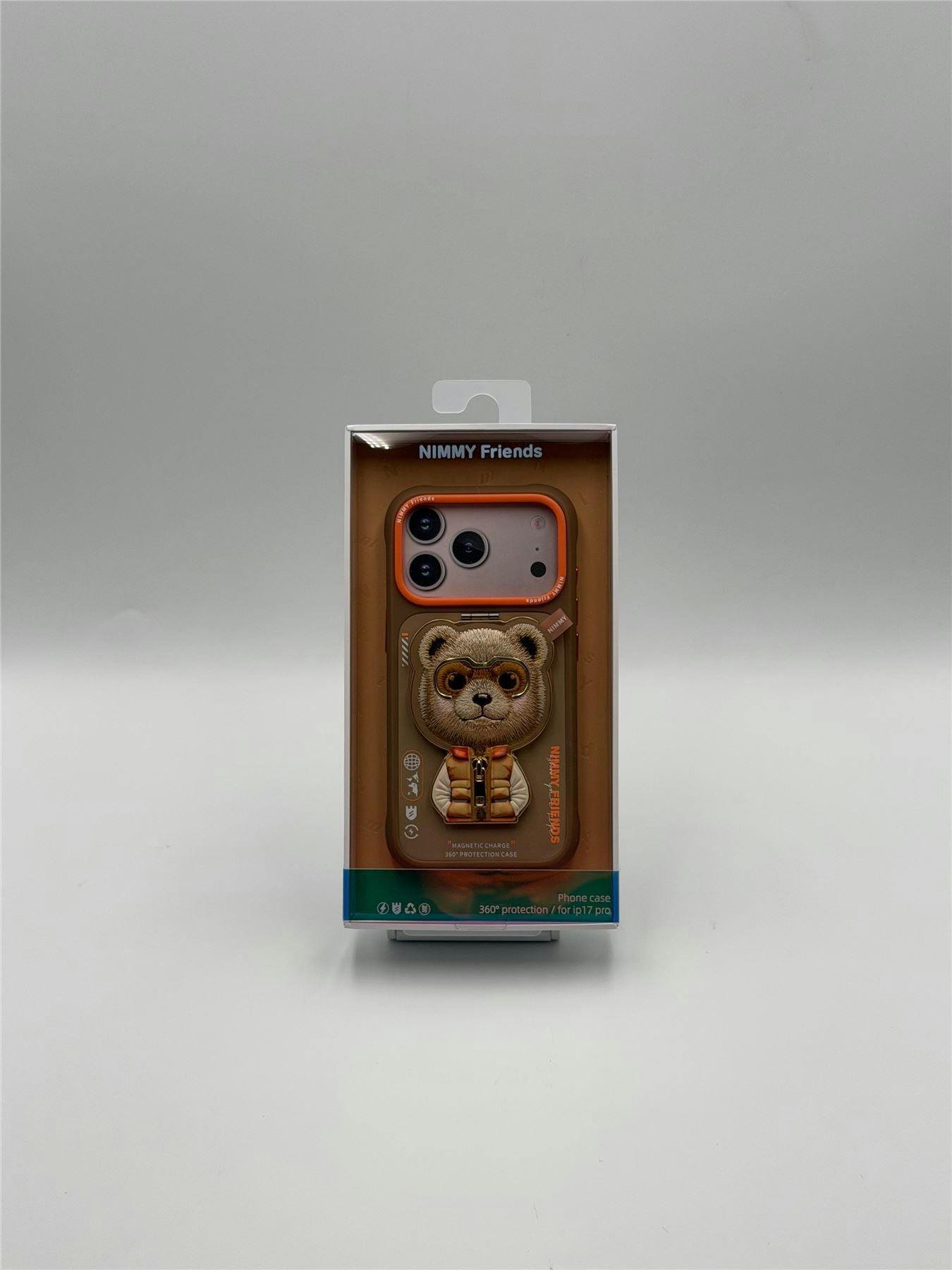 Nimmy Friends Brown/Orange Nimmy Cool & Cute 2.0 Bear Case With Magsafe Stand For Iphone 17 Pro 6.3" - N-Yjkm-Cxzjzh-Ip17-Pro-011-B