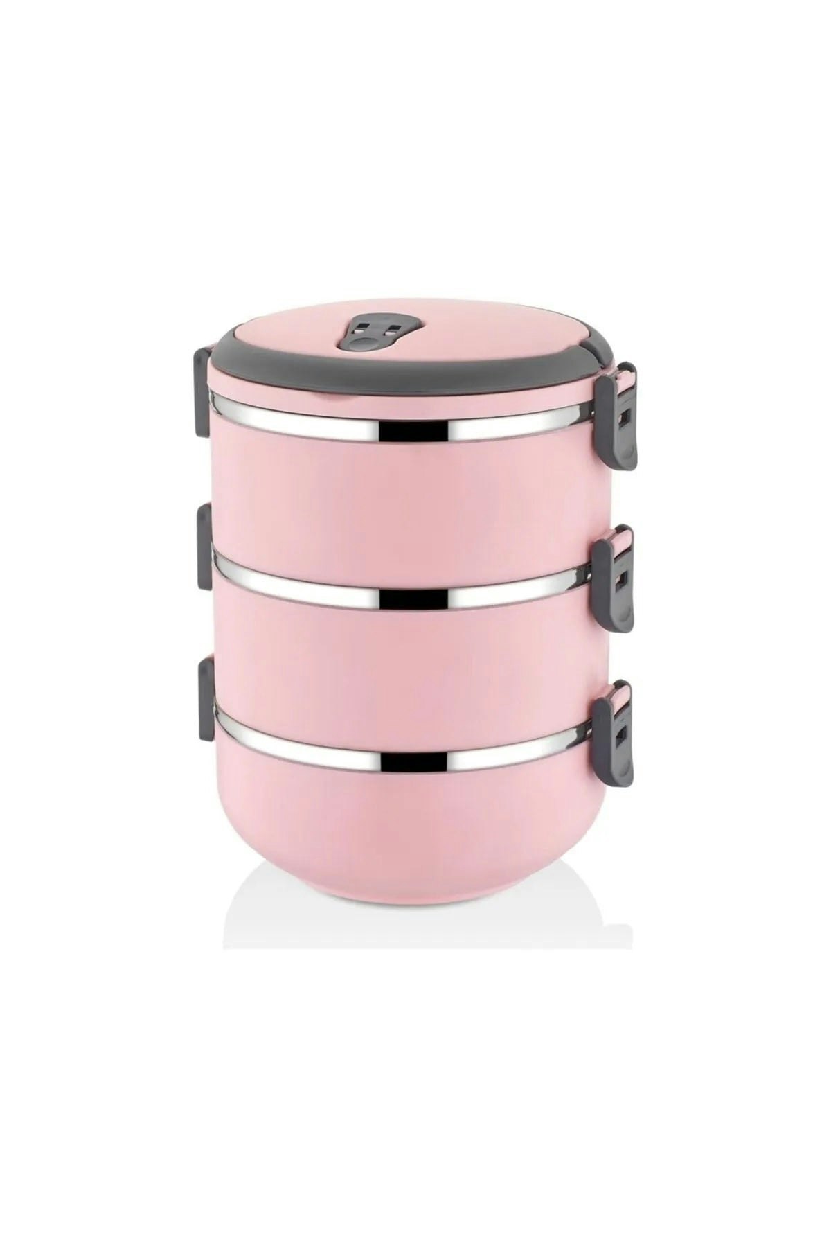 Rackhams Pink Freshbox 3-Layer Stainless Steel Bento Lunch Box (Pink)