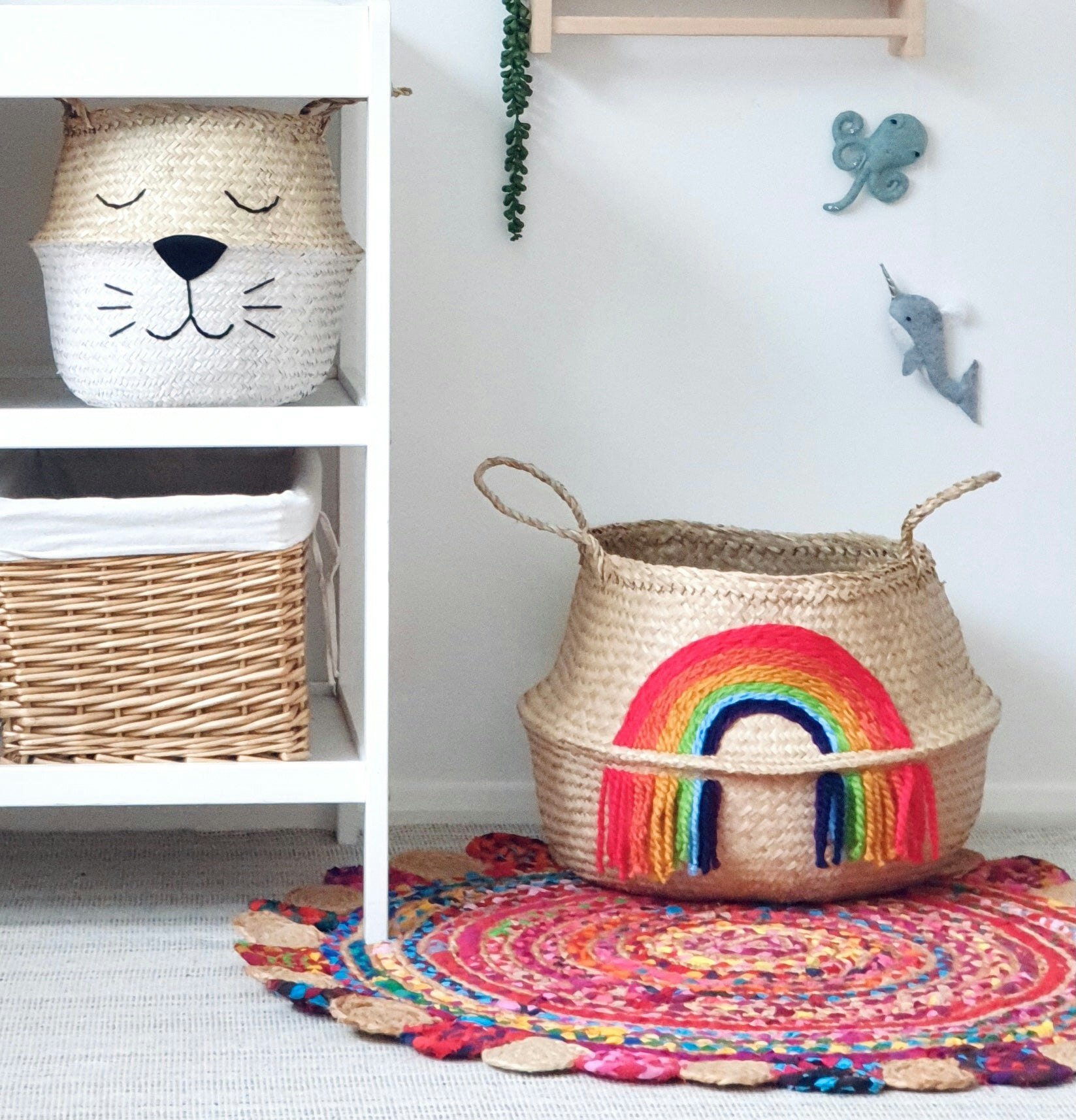 Rackhams Vivid Tassel Rainbow Basket - Extra Large
