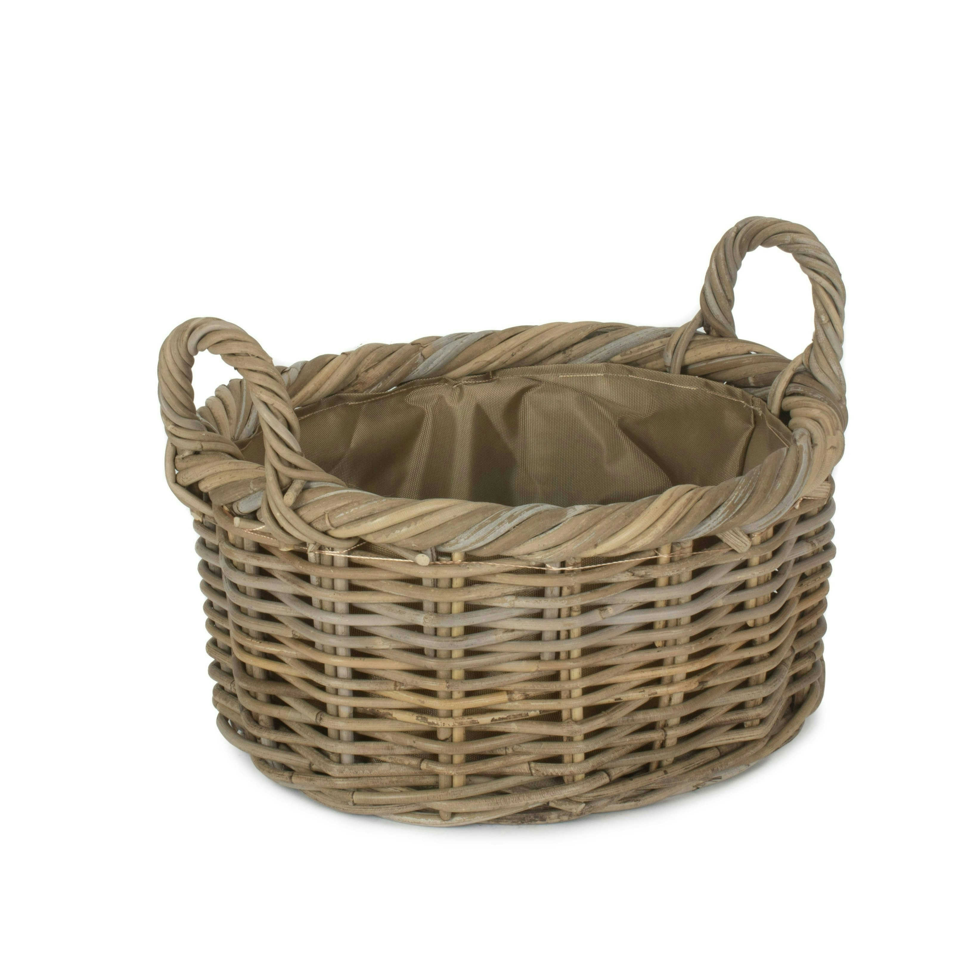 Red Hamper Red/Brown Hamper Oval Rattan Log Basket With Cordura Lining - Small
