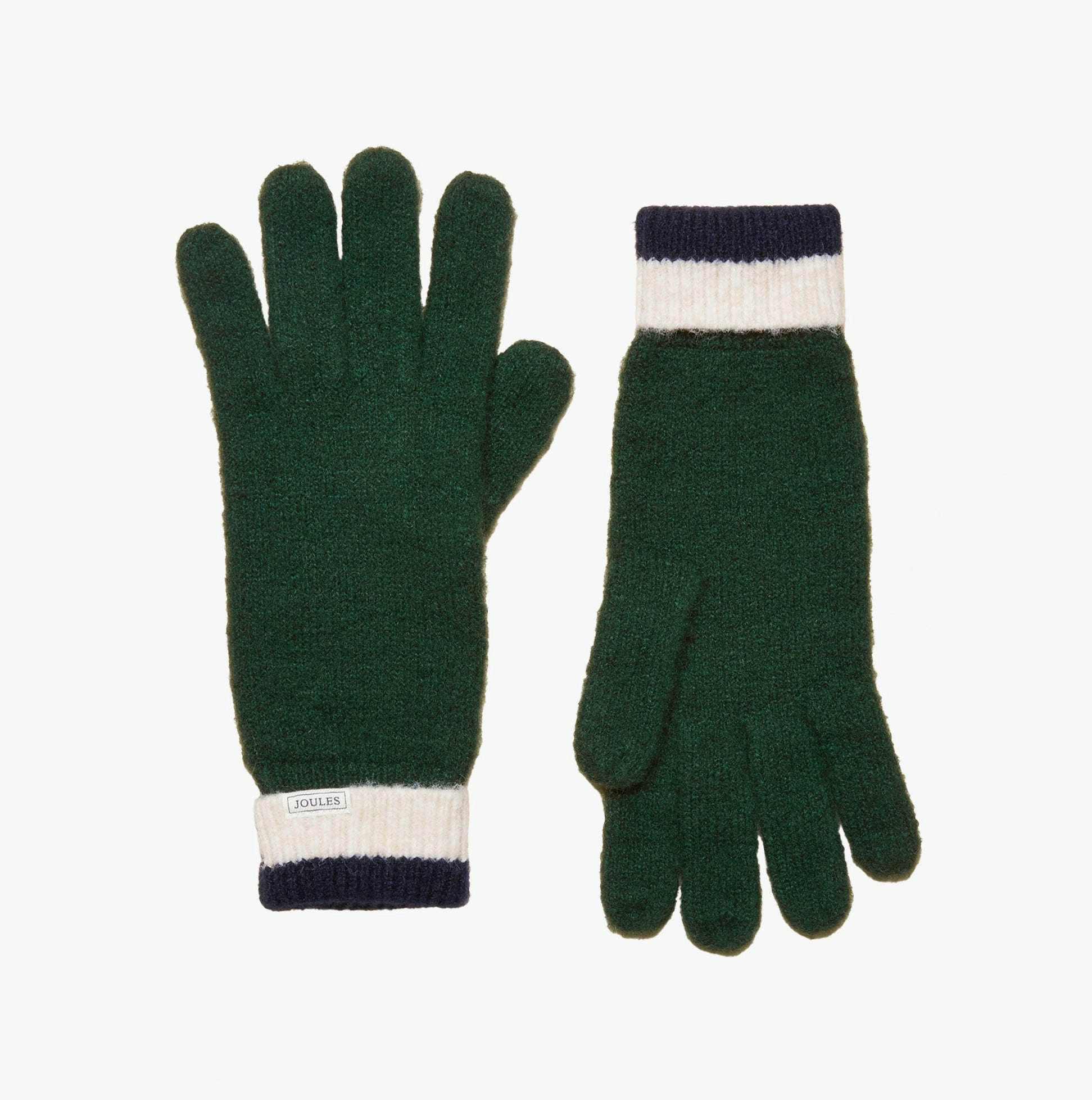 Joules Women's Green Popley Stripe Gloves /Navy - M/L