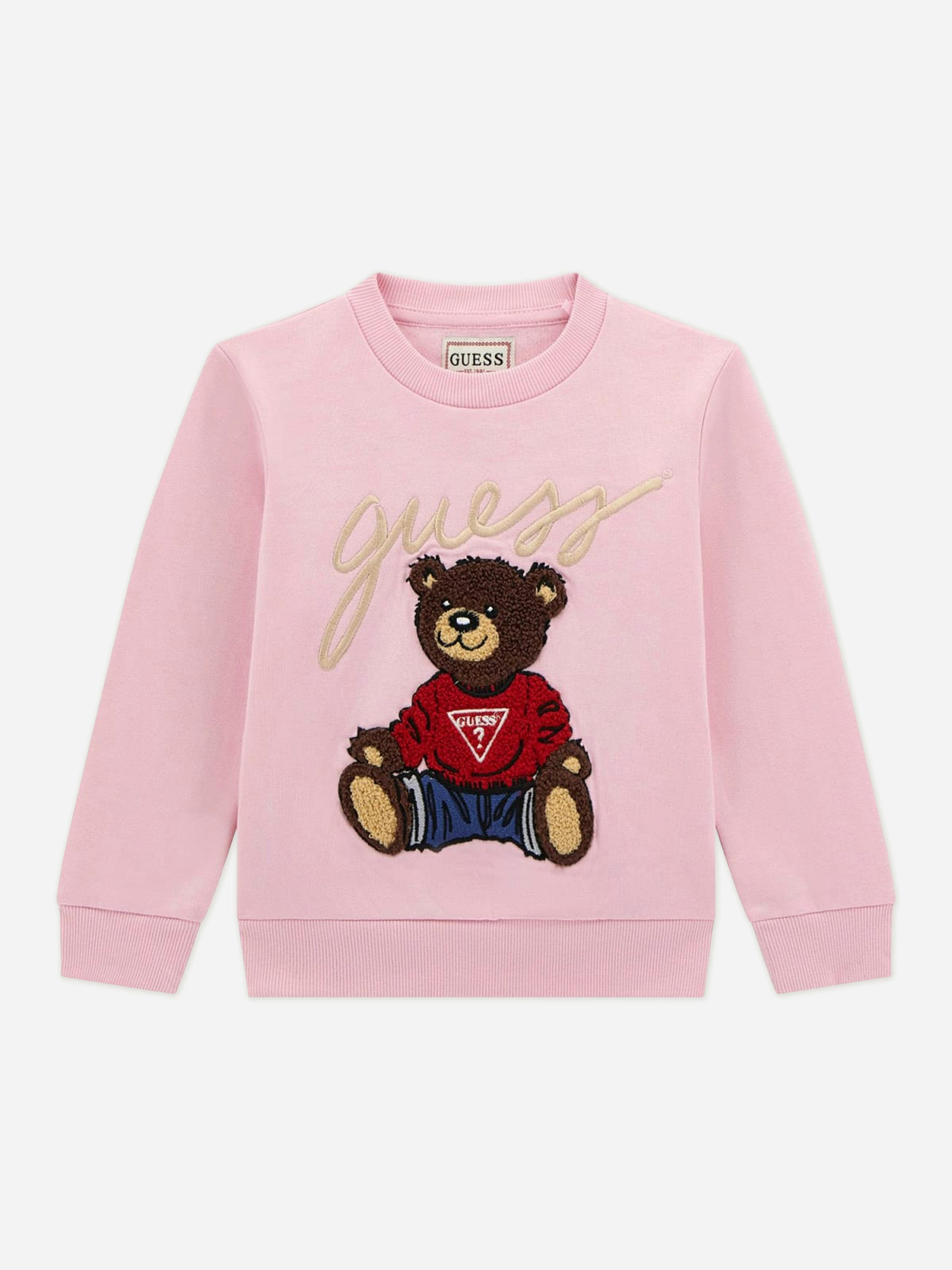 Guess Girls Pink Teddy Bear Sweatshirt In - 6.5 Yrs