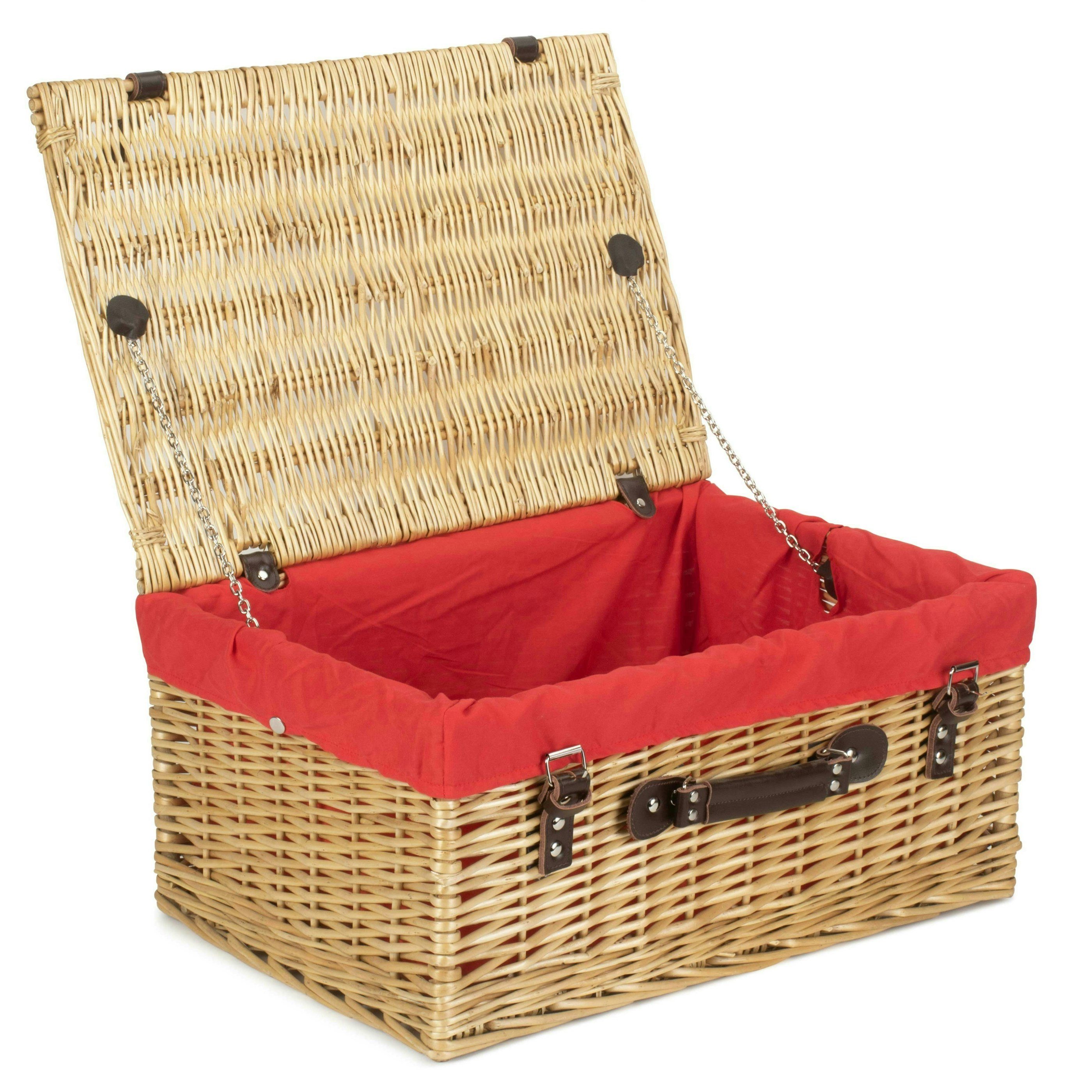 Rackhams Red 51Cm Buff Willow Wicker Picnic Basket