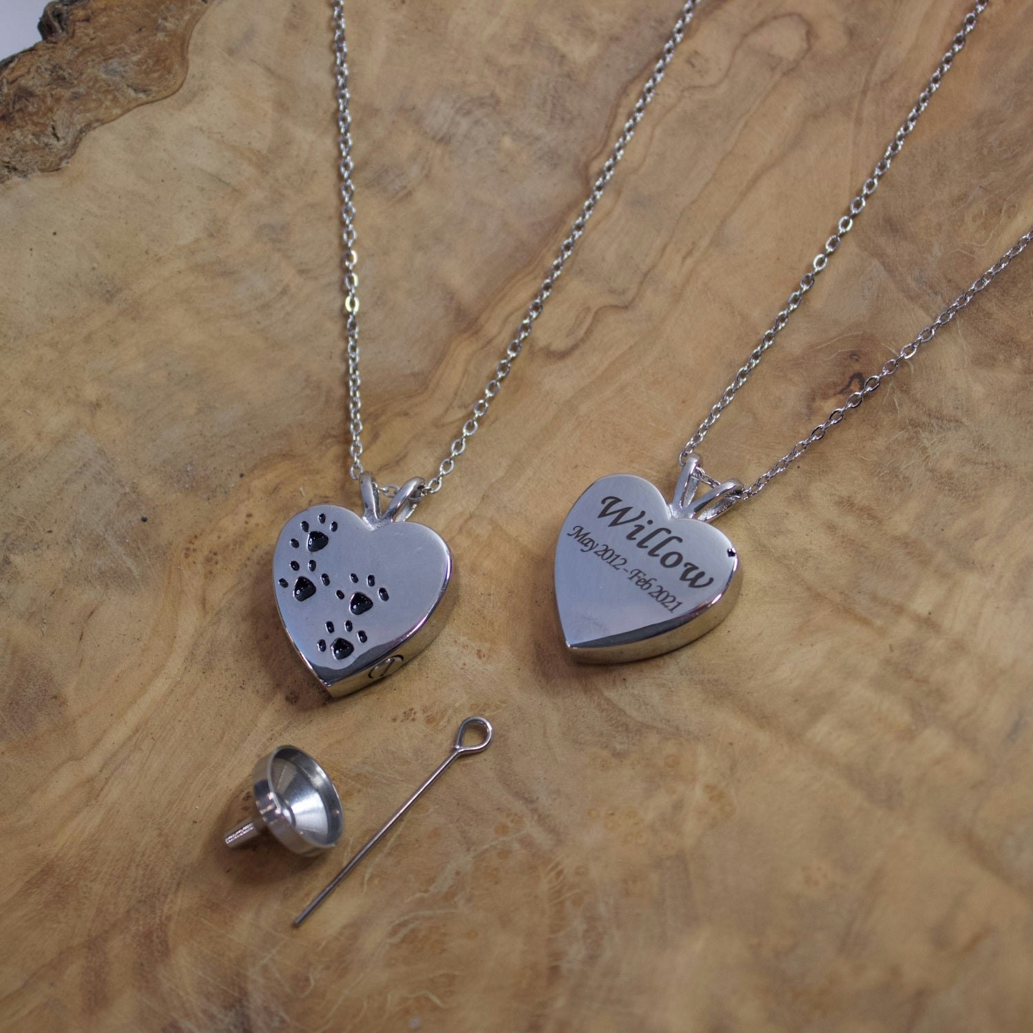 Mylee London White Urn Necklace For Pet Cremation Ashes - Personalised - Yes - Heart With Pawprints