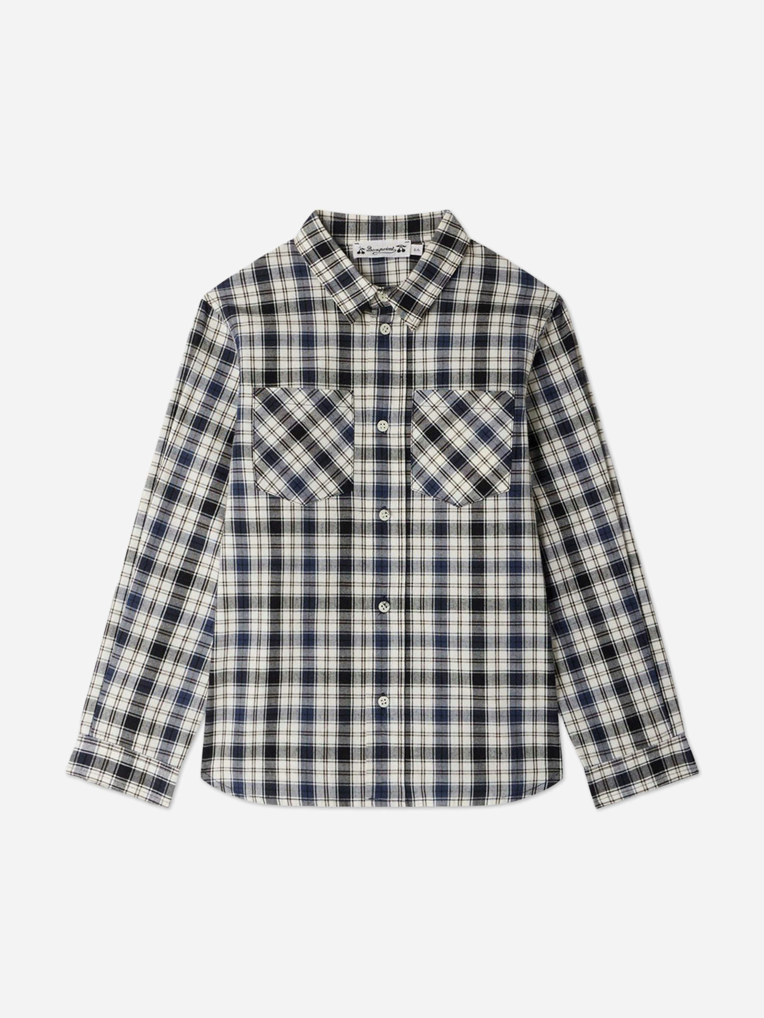 Bonpoint Boys Blue Altman Checked Shirt In - 10 Yrs