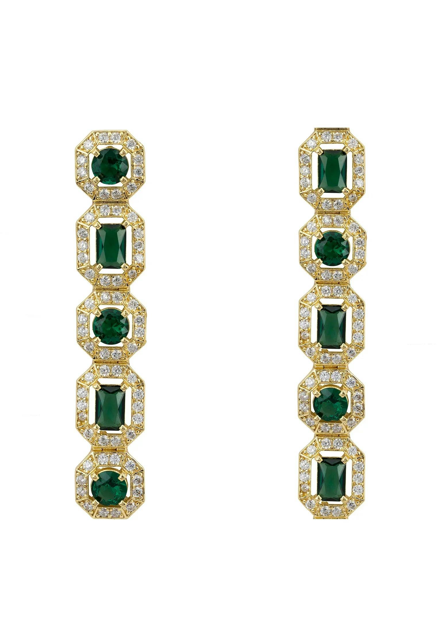 Latelita Gold Whistledown Emerald Drop Earrings