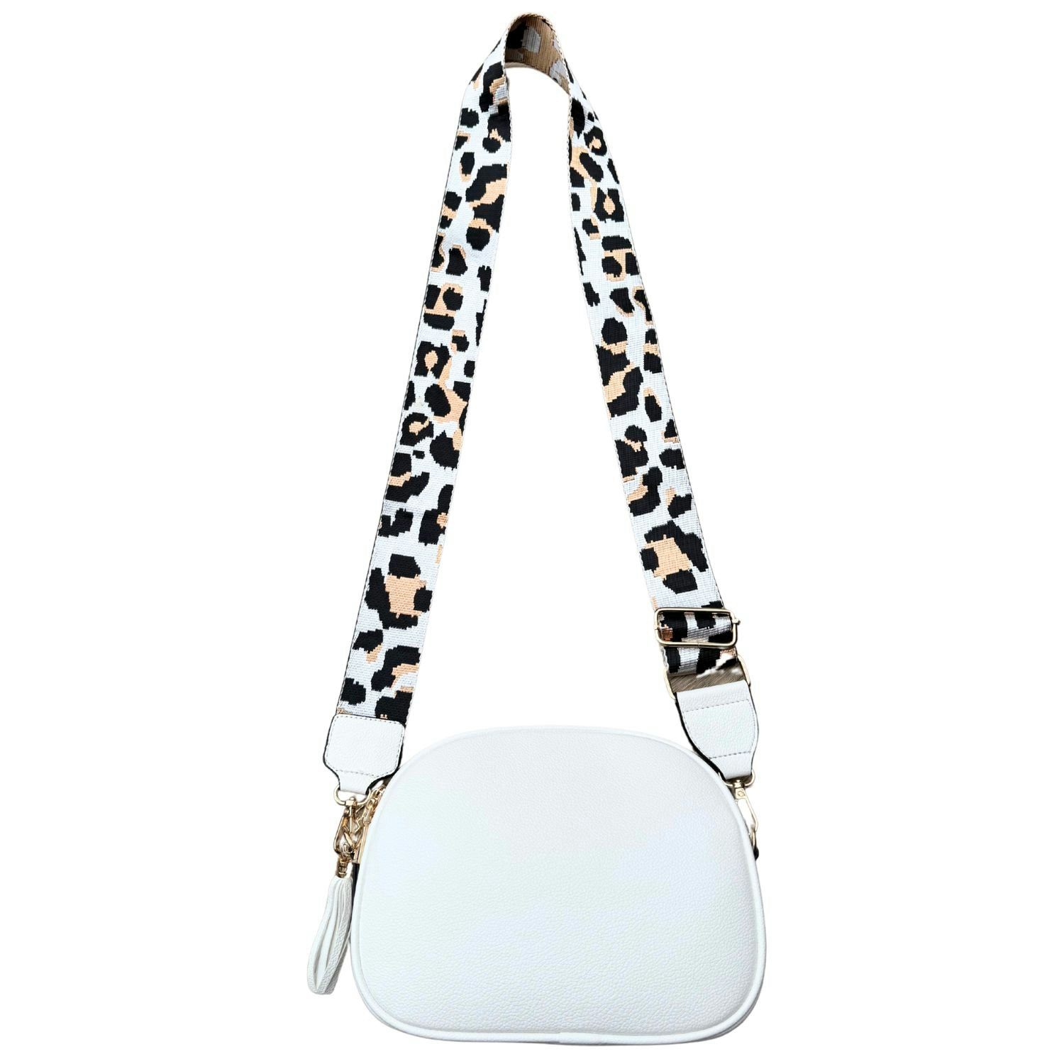 Love Emvy White Emvy Icon Range Tassel Crossbody Bag With Leopard Strap