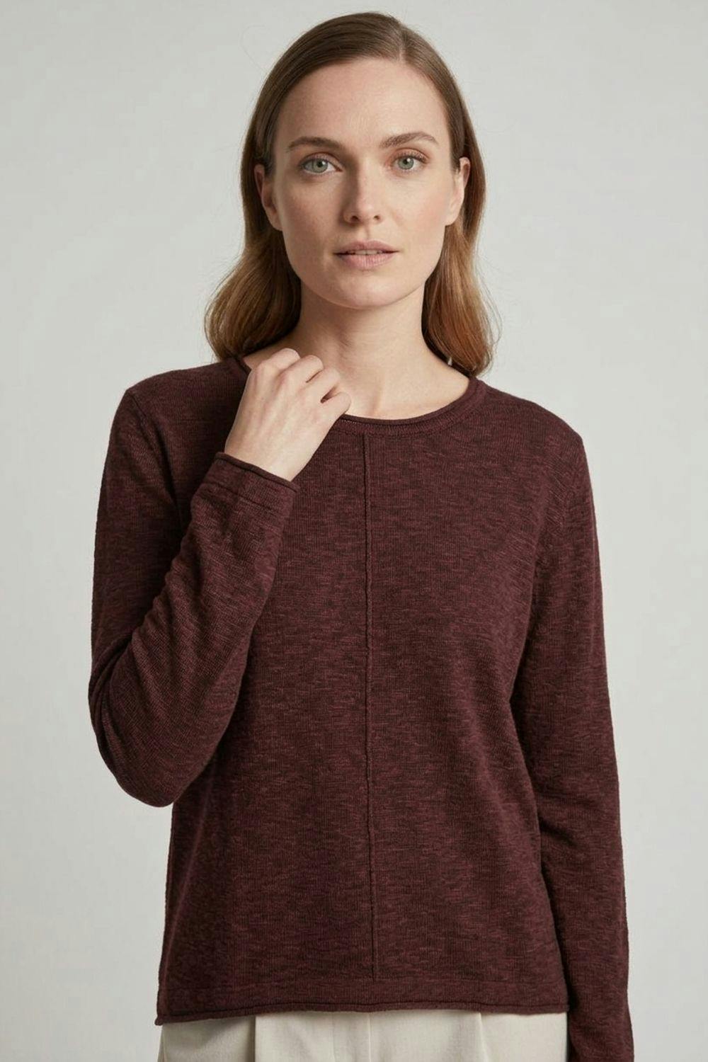 Izabel London Brown Long Sleeve Relaxed Lightweight Knit Top - 16