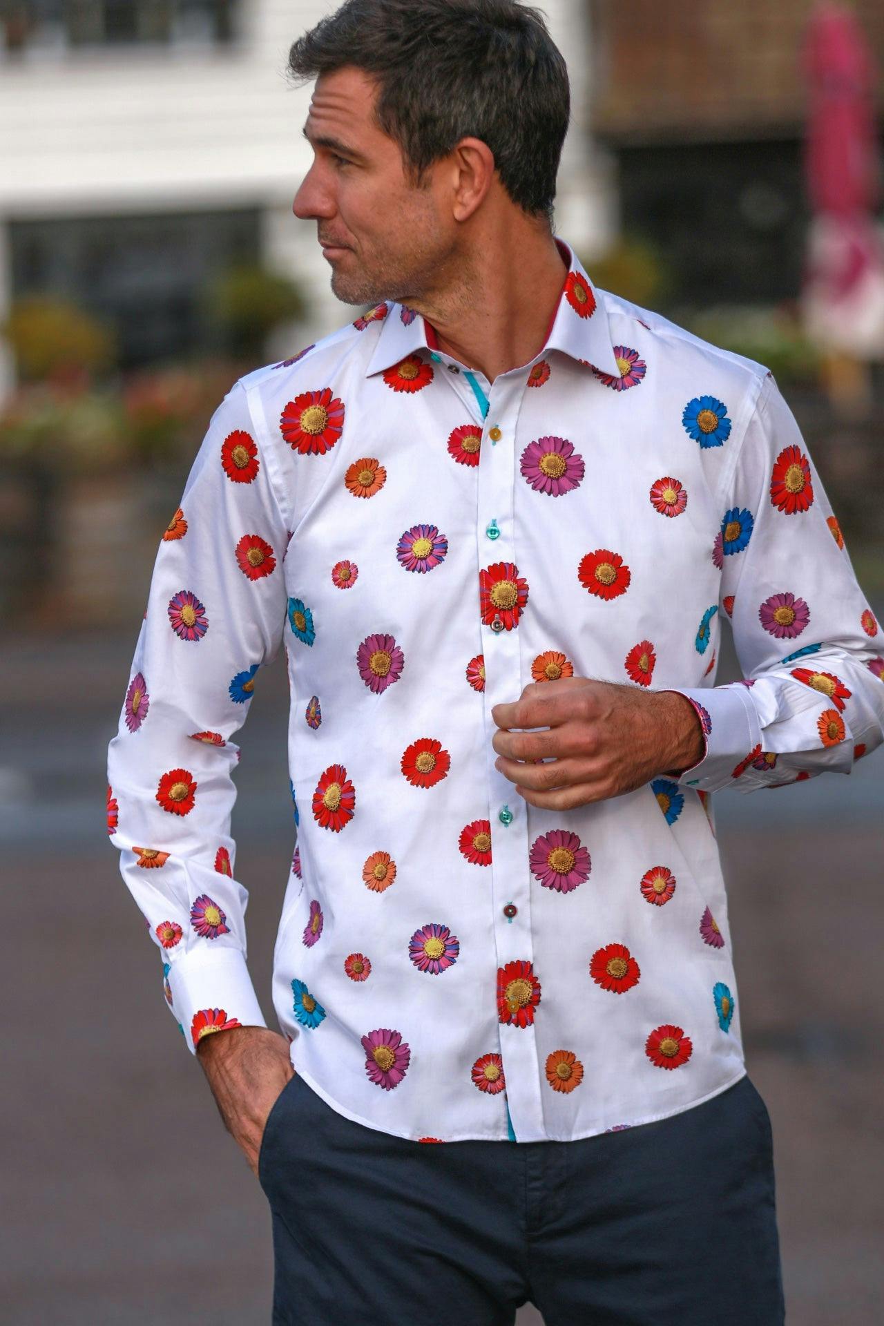 Claudio Lugli White Daisy Flower Print Shirt - Xxl