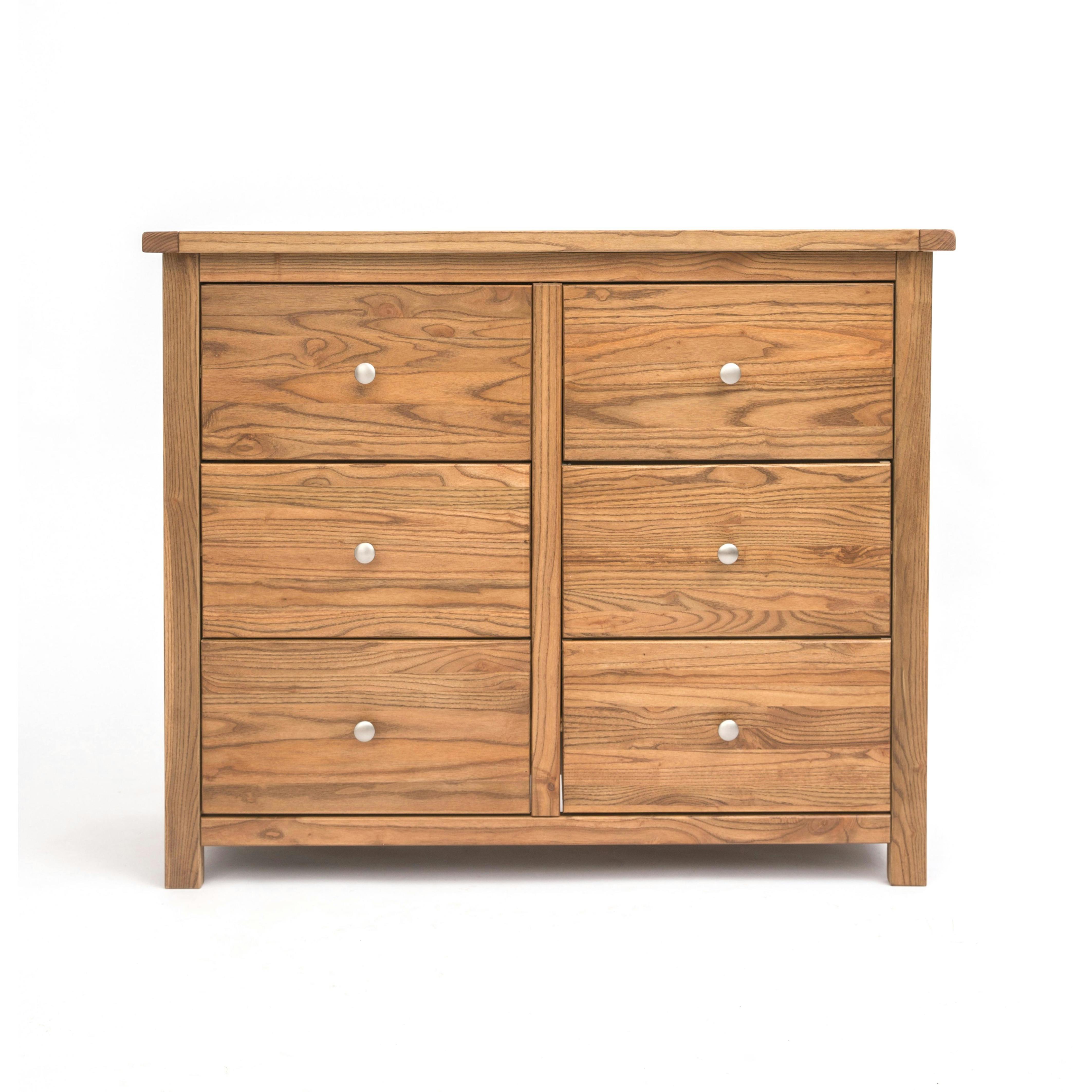 Rackhams Light Trivento 6 Drawer Chest Of Drawers Chrome Knob - Natural